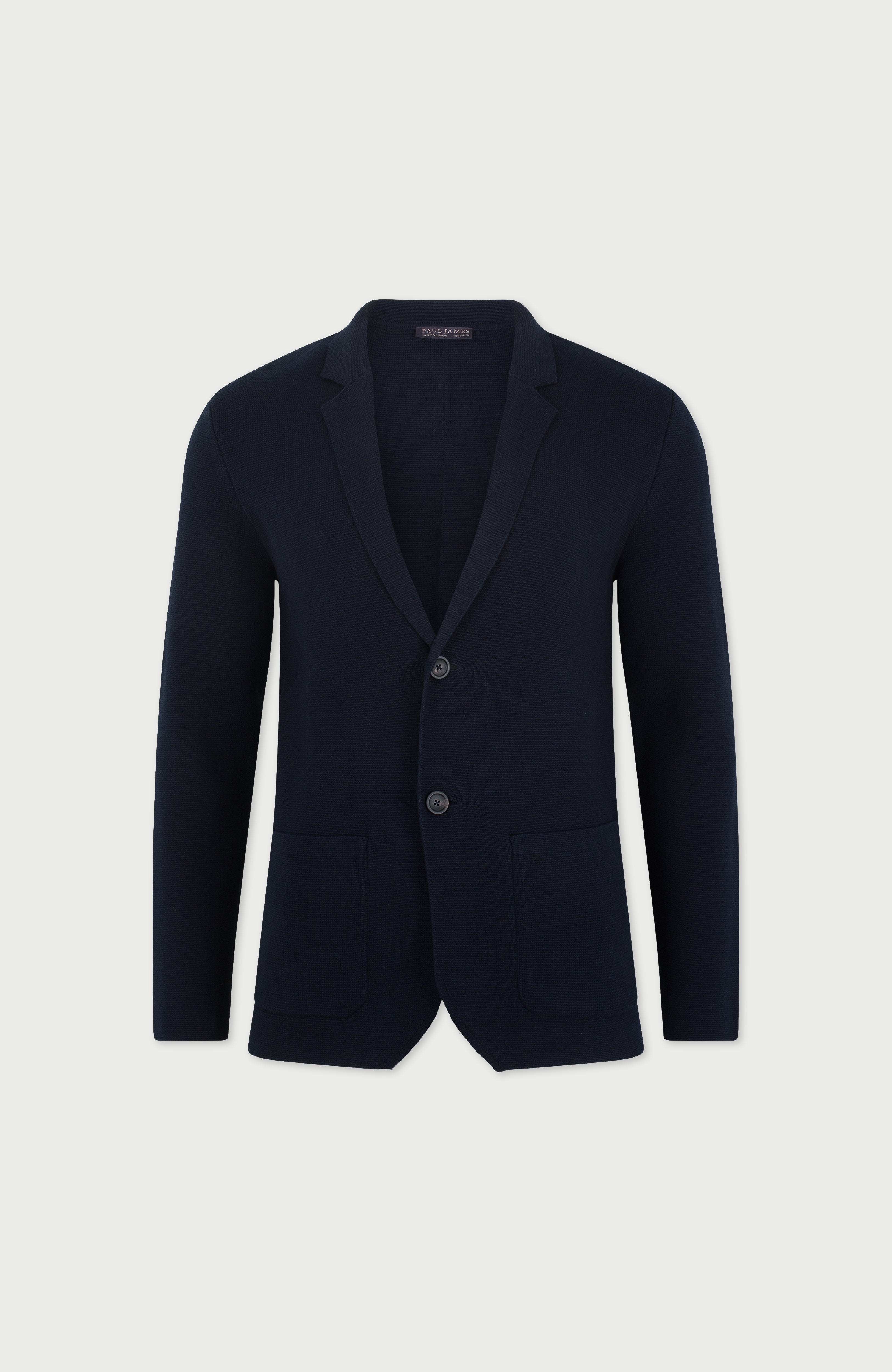 Mens Midweight Cotton Deconstructed Knitted Blazer