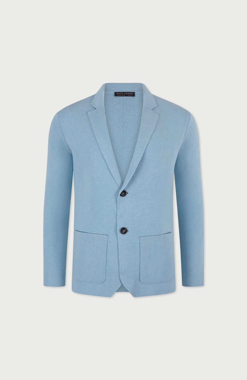 Mens Midweight Cotton Deconstructed Knitted Blazer