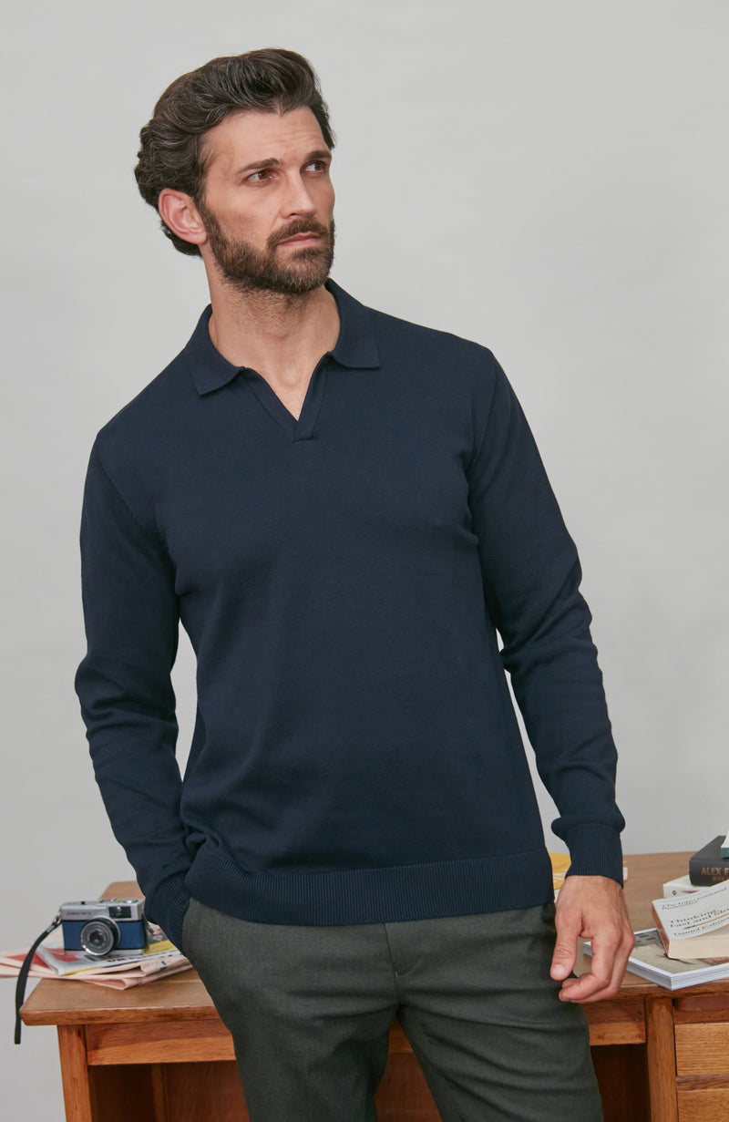 Mens Lightweight Cotton Buttonless Polo Shirt