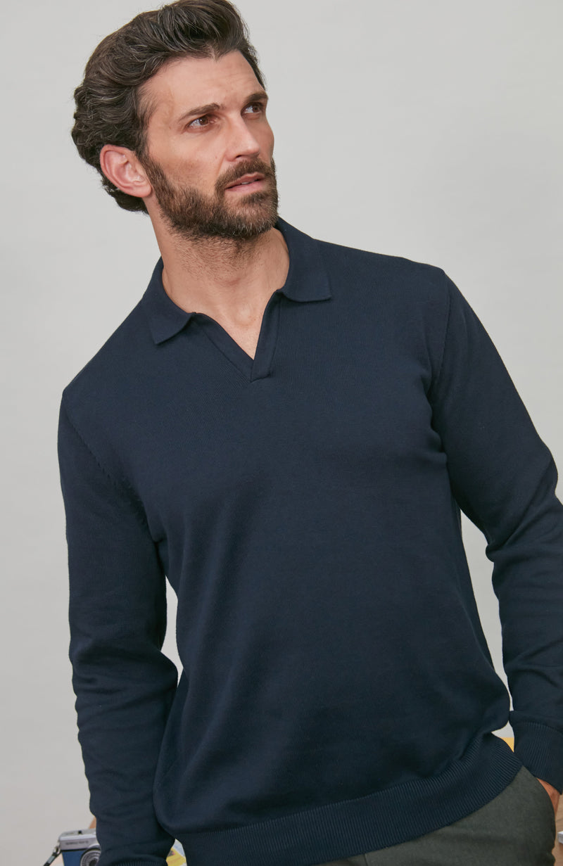 Mens Lightweight Cotton Buttonless Polo Shirt