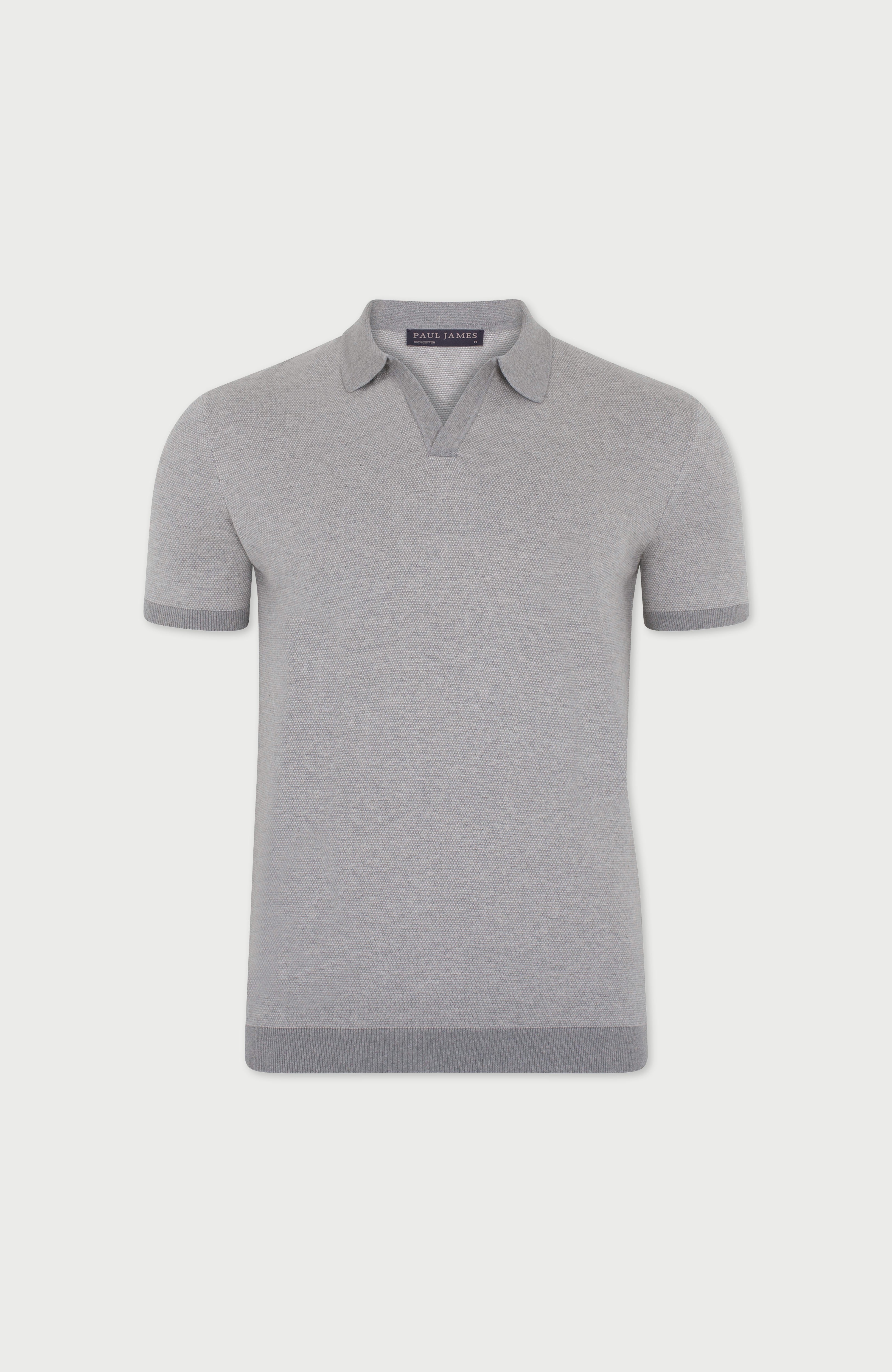 Mens Lightweight Cotton Honeycomb Buttonless Polo Shirt