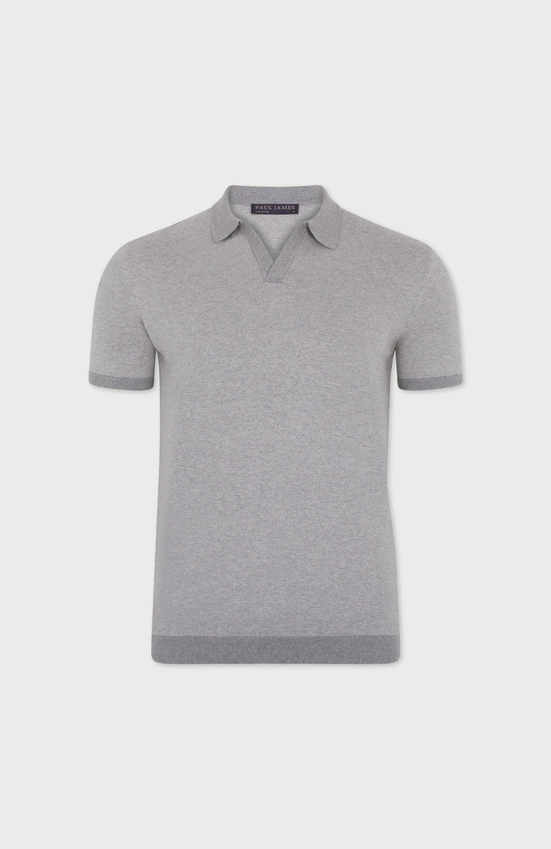 Mens Lightweight Cotton Honeycomb Buttonless Polo Shirt