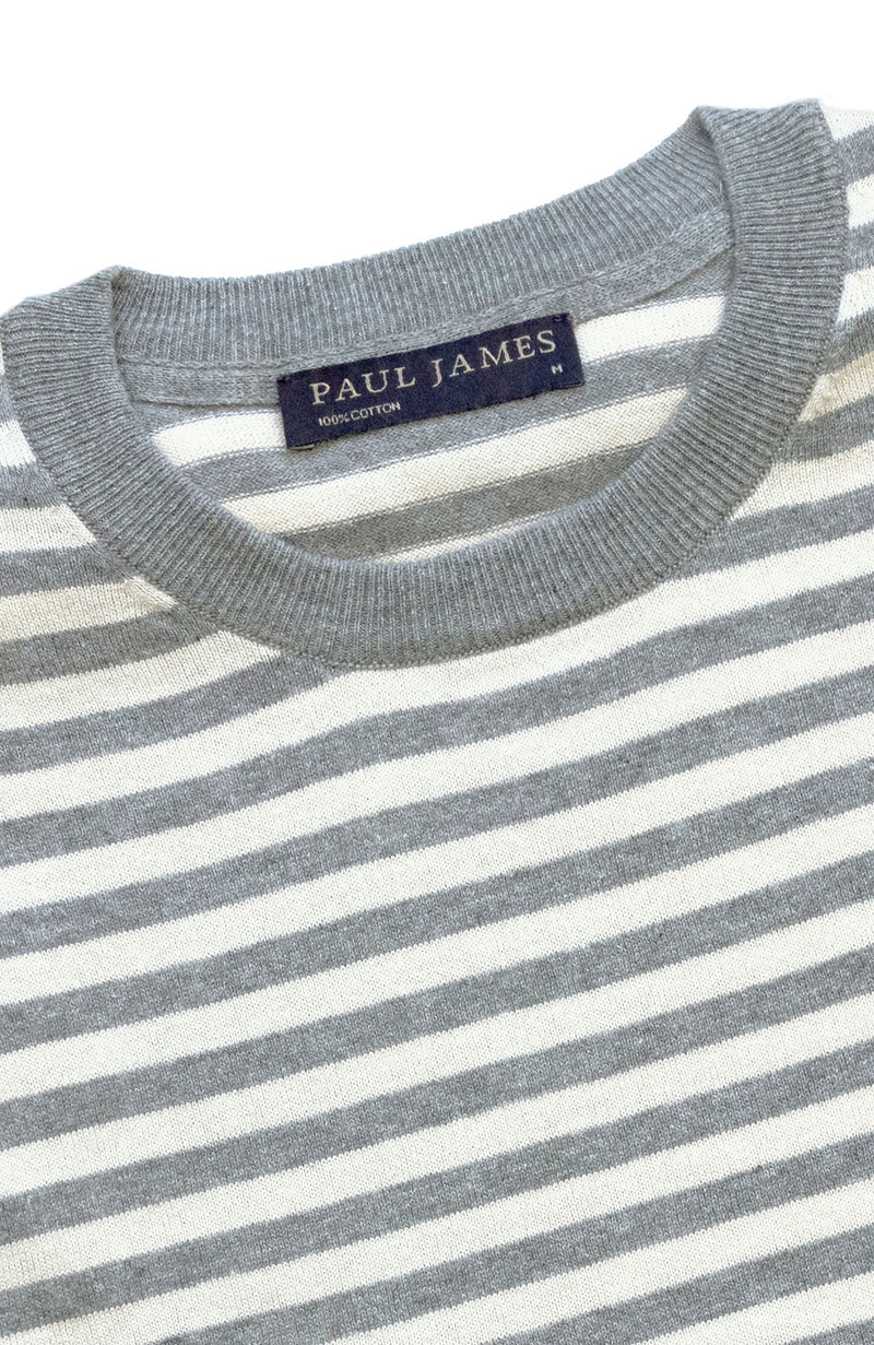 Mens Ultra Fine Cotton Knitted Breton T-Shirt