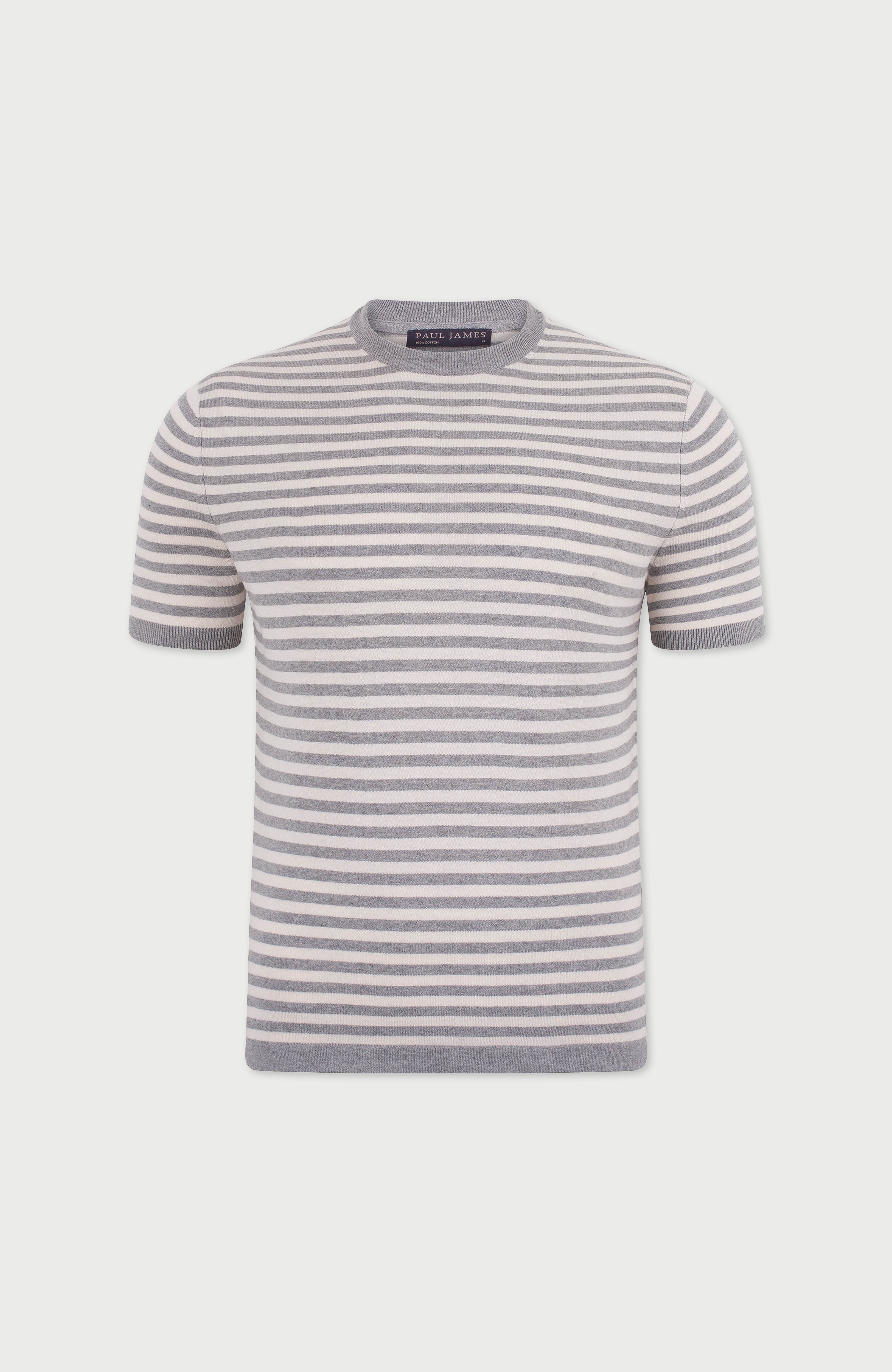Mens Ultra Fine Cotton Knitted Breton T-Shirt