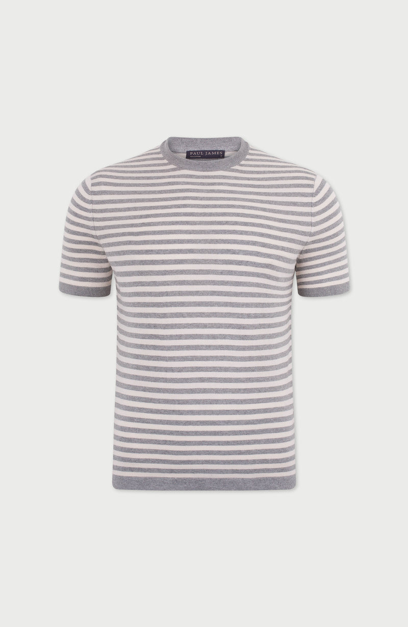 Mens Ultra Fine Cotton Knitted Breton T-Shirt