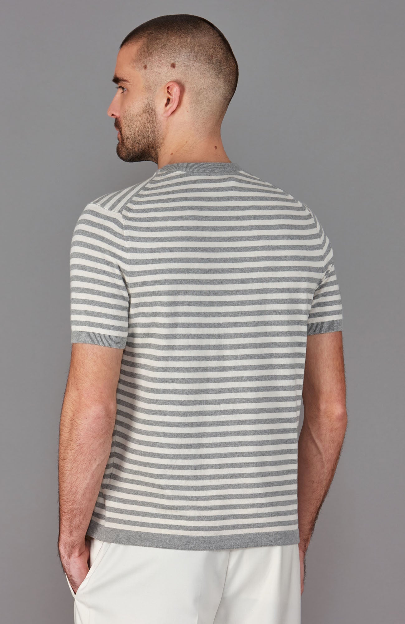 Mens Ultra Fine Cotton Knitted Breton T-Shirt