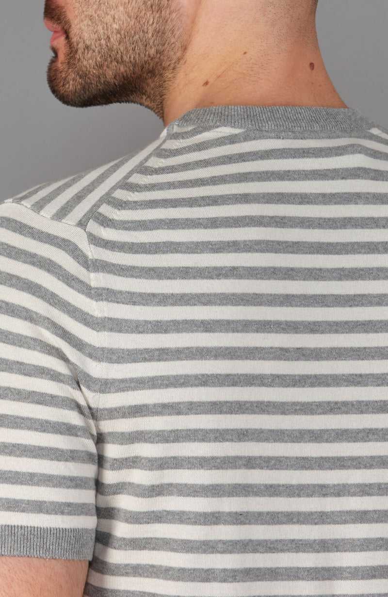 Mens Ultra Fine Cotton Knitted Breton T-Shirt