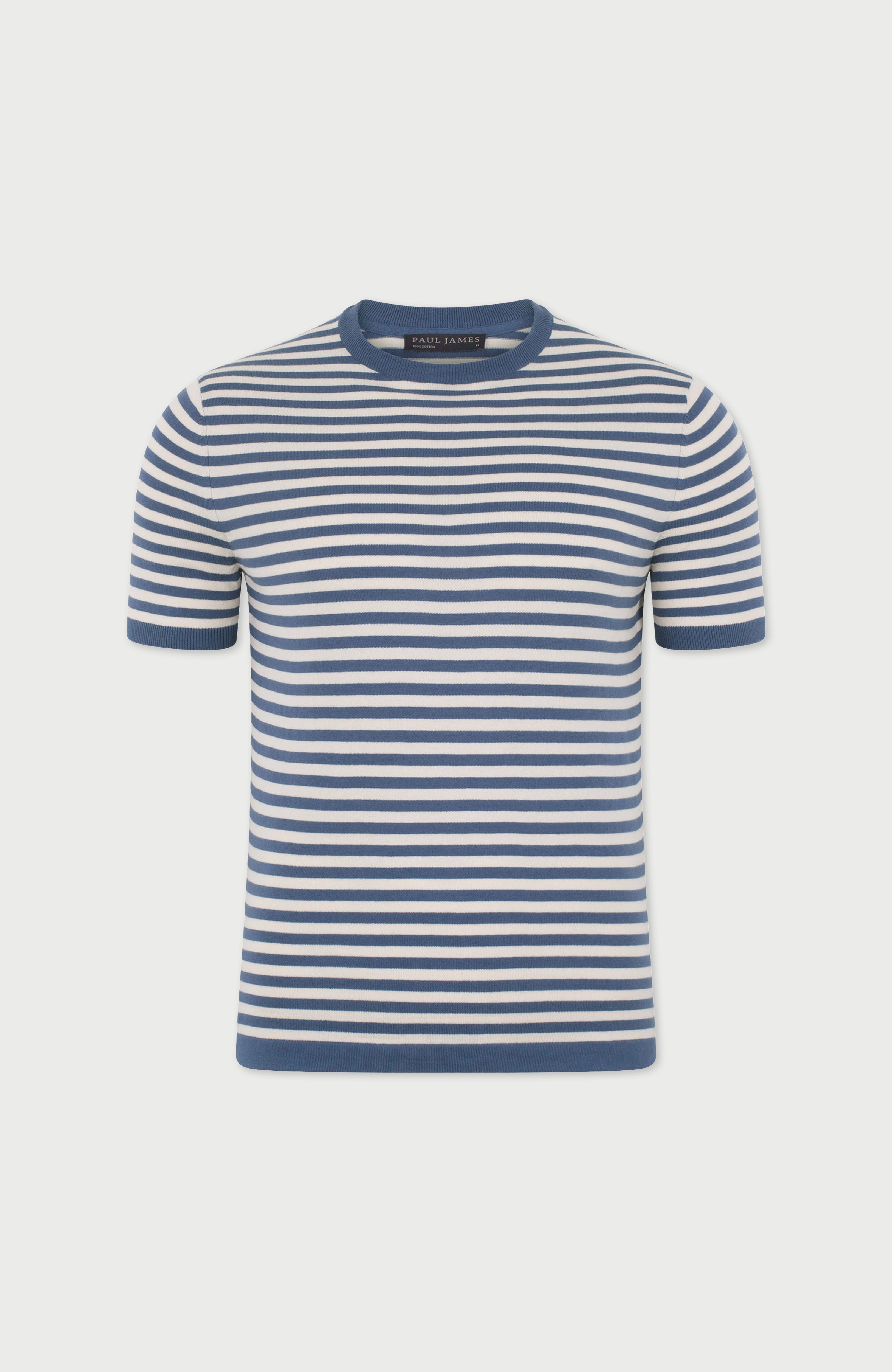 Mens Ultra Fine Cotton Knitted Breton T-Shirt