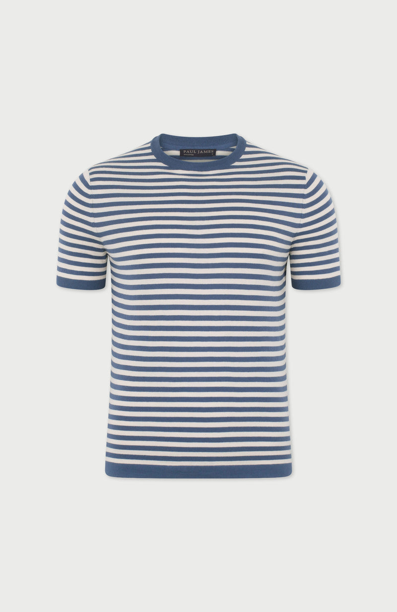Mens Ultra Fine Cotton Knitted Breton T-Shirt