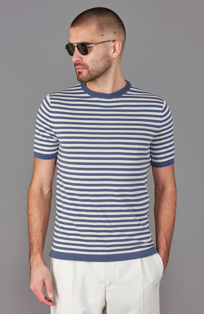 Mens Ultra Fine Cotton Knitted Breton T-Shirt