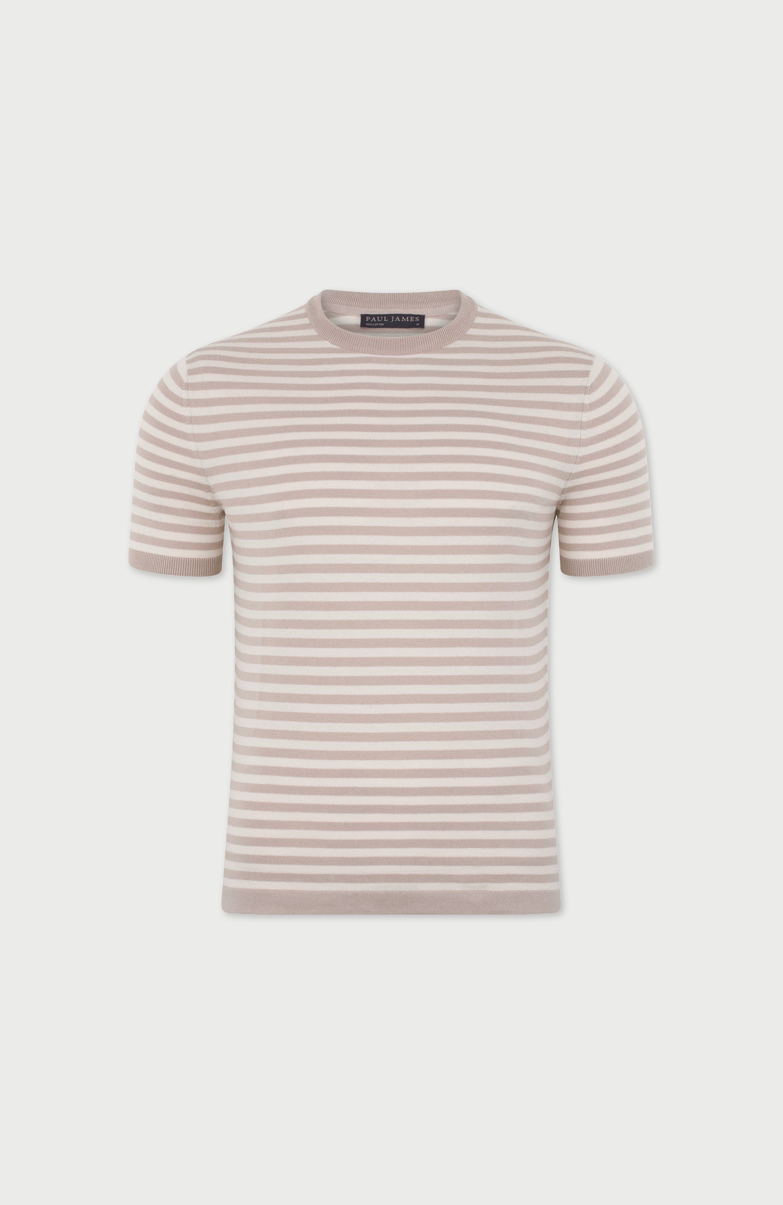 Mens Ultra Fine Cotton Knitted Breton T-Shirt