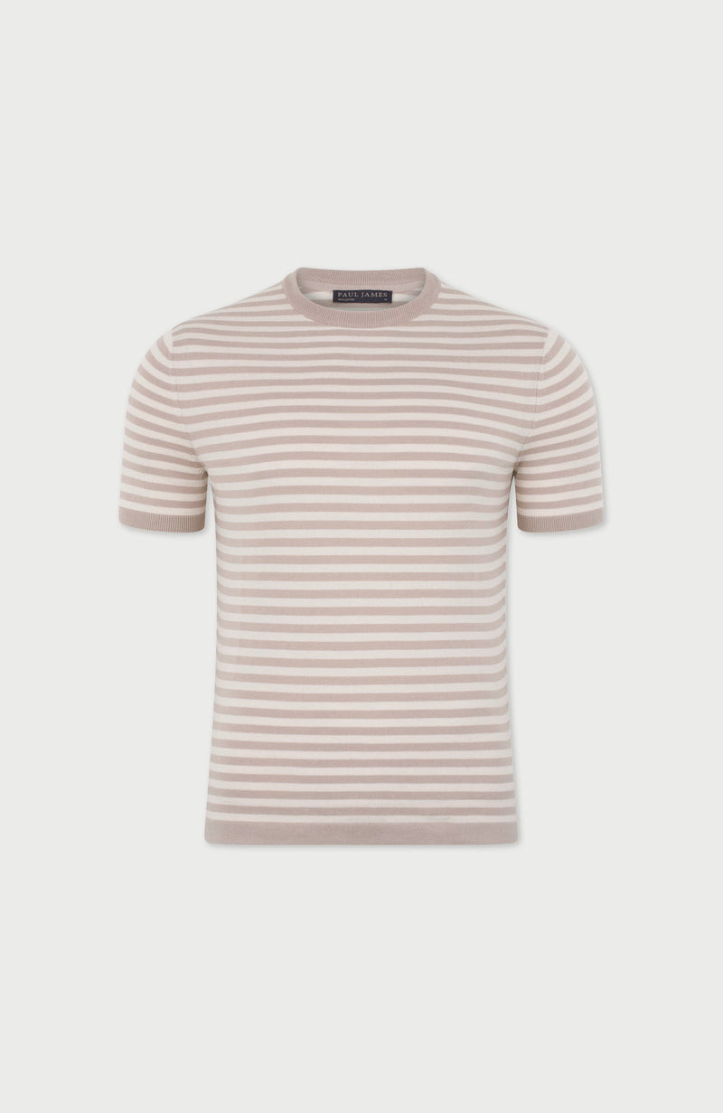 Mens Ultra Fine Cotton Knitted Breton T-Shirt
