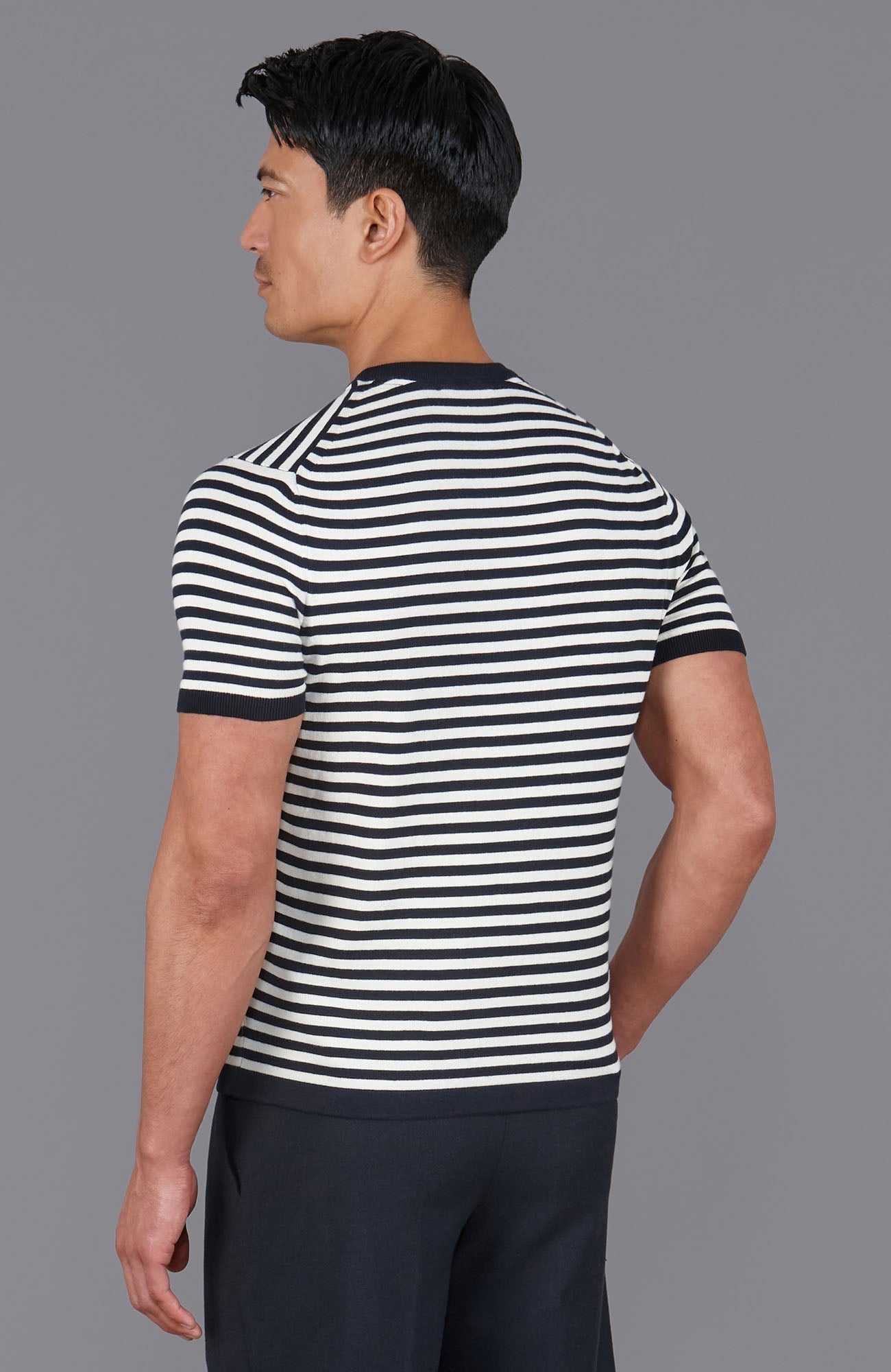 Mens Ultra Fine Cotton Knitted Breton T-Shirt