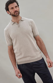 Mens Lightweight Cotton Textured Polo Shirt