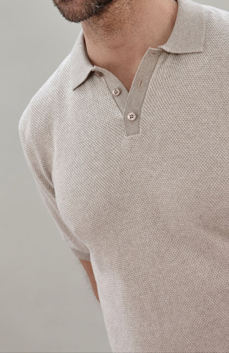 Mens Lightweight Cotton Textured Polo Shirt