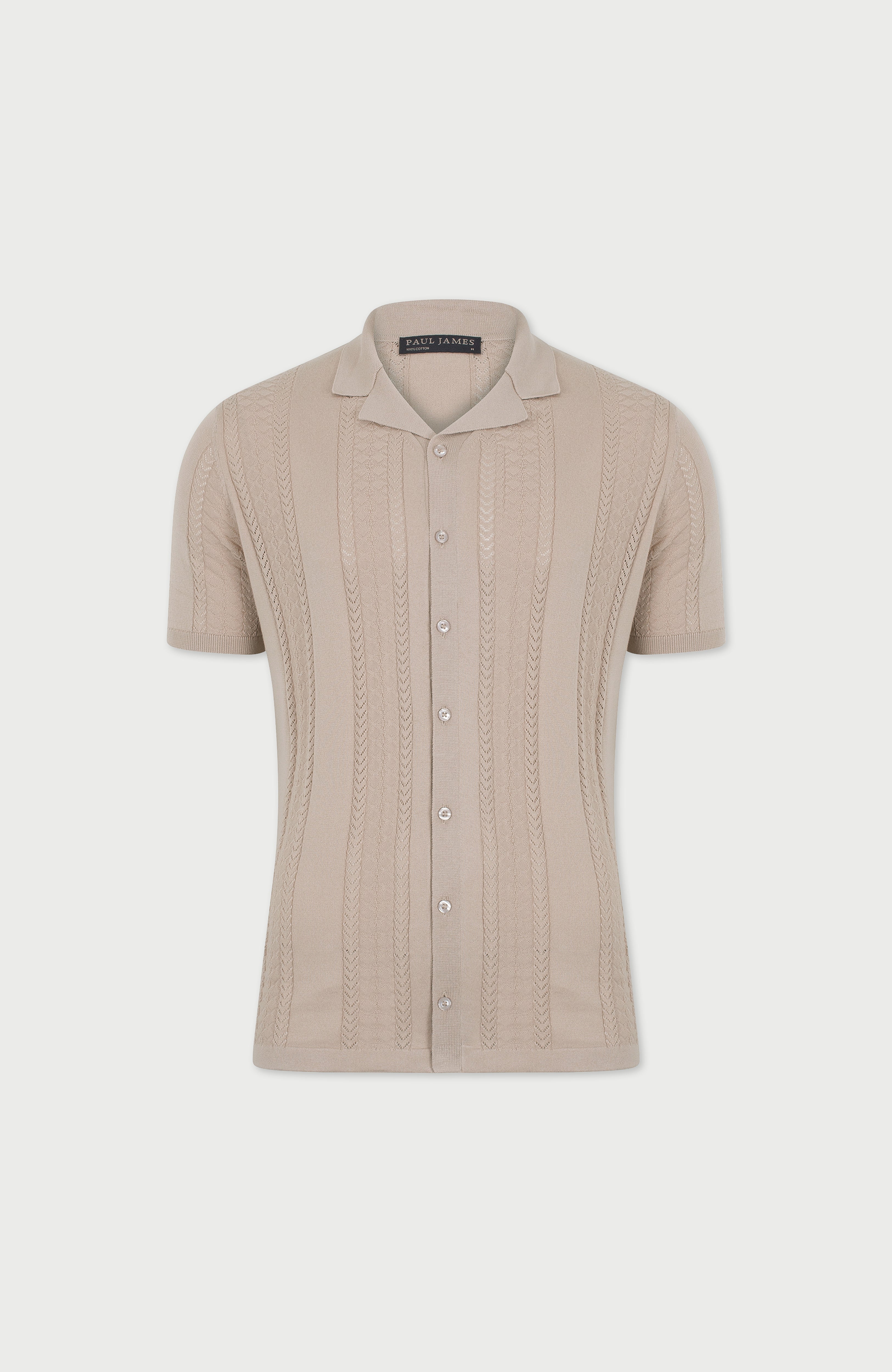 Mens Ultra Fine Cotton Open Knit Cuban Collar Shirt