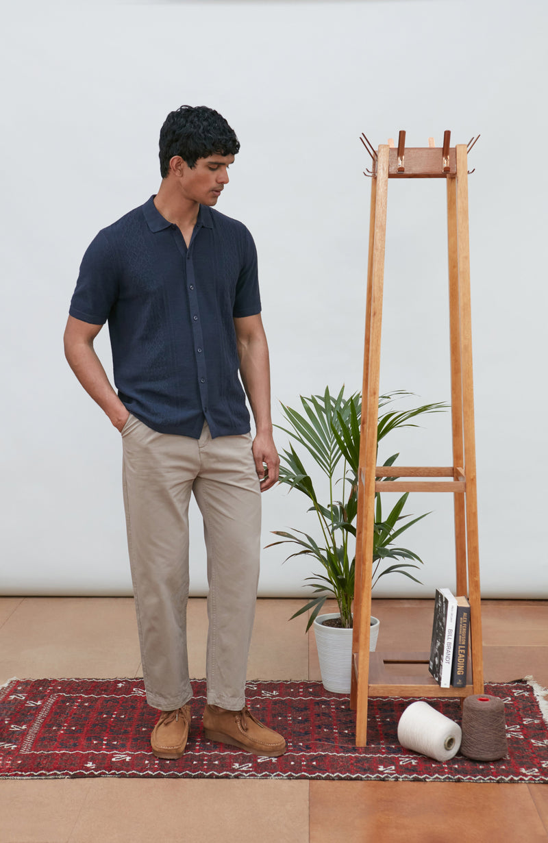 Mens Organic Cotton Linen Patterned Shirt