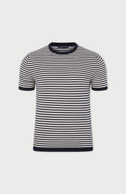 Mens Ultra Fine Cotton Knitted Narrow Breton Stripe T-Shirt