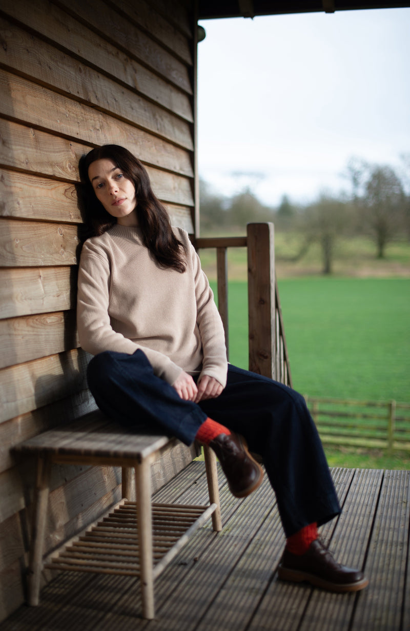 Womens Lightweight Cotton Fisherman Rib Jumper