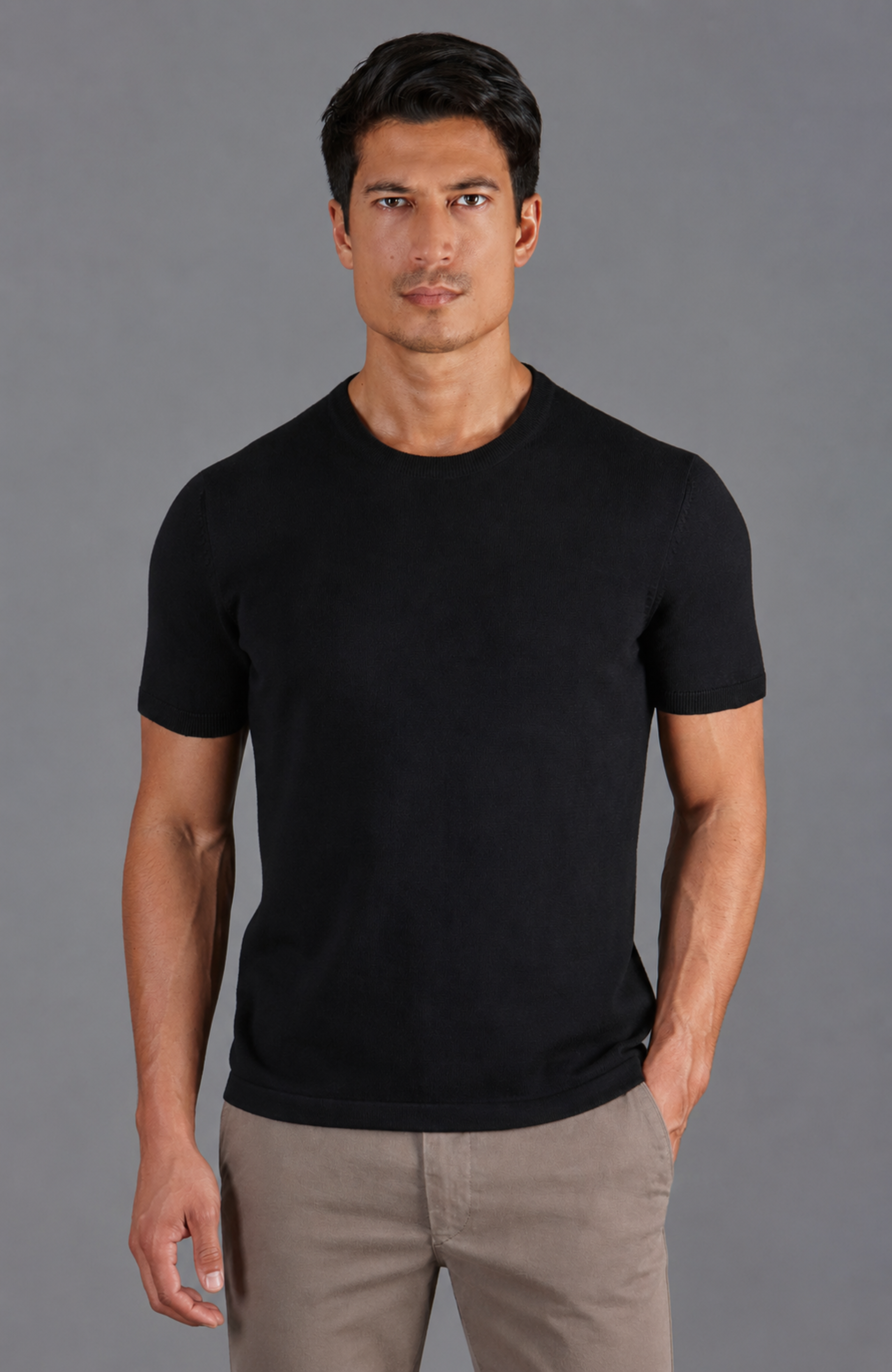 Mens Lightweight Cotton Knitted T-Shirt