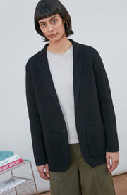Womens Midweight Cotton Relaxed Fit Knitted Blazer