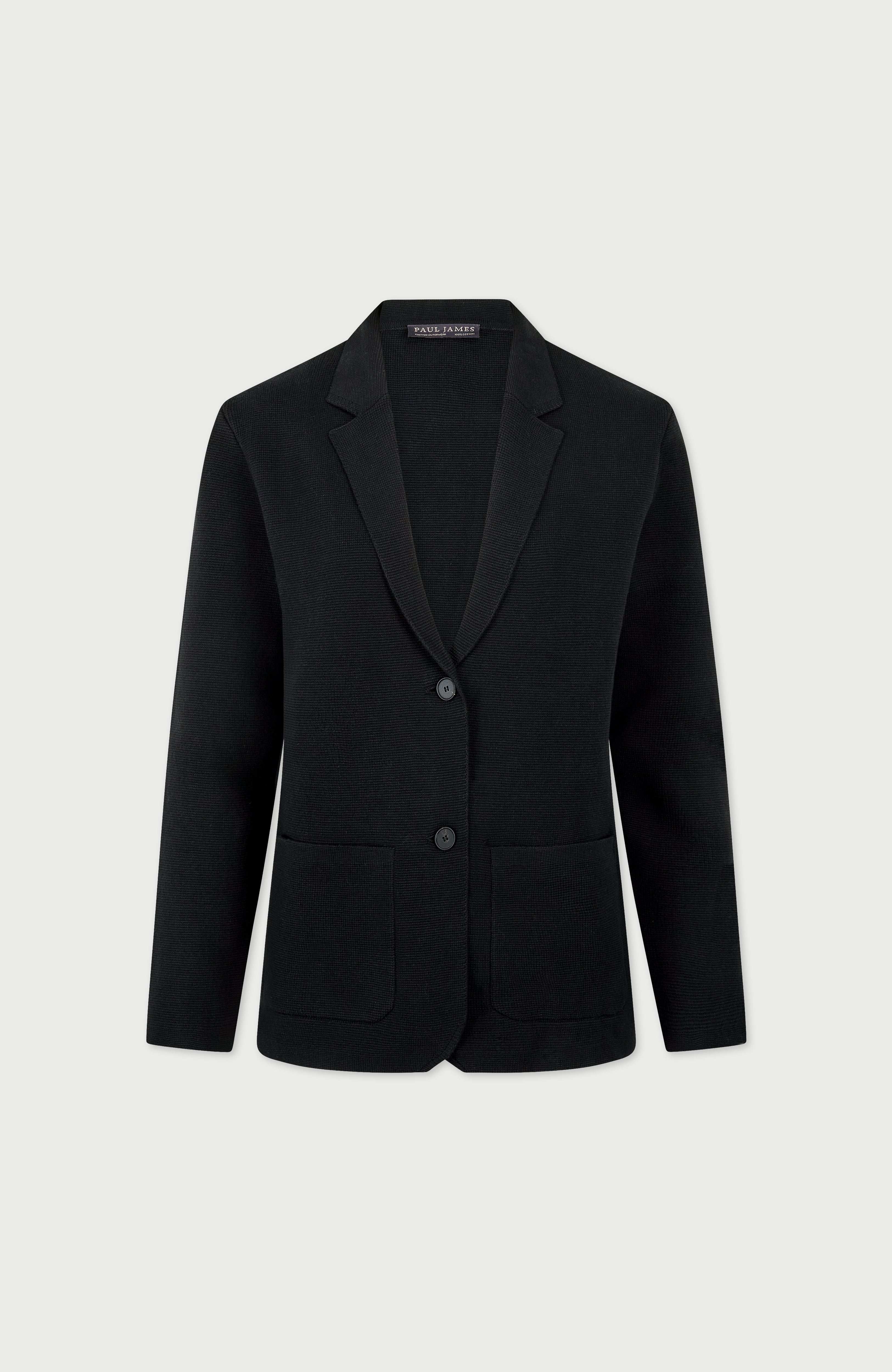 Womens Midweight Cotton Relaxed Fit Knitted Blazer