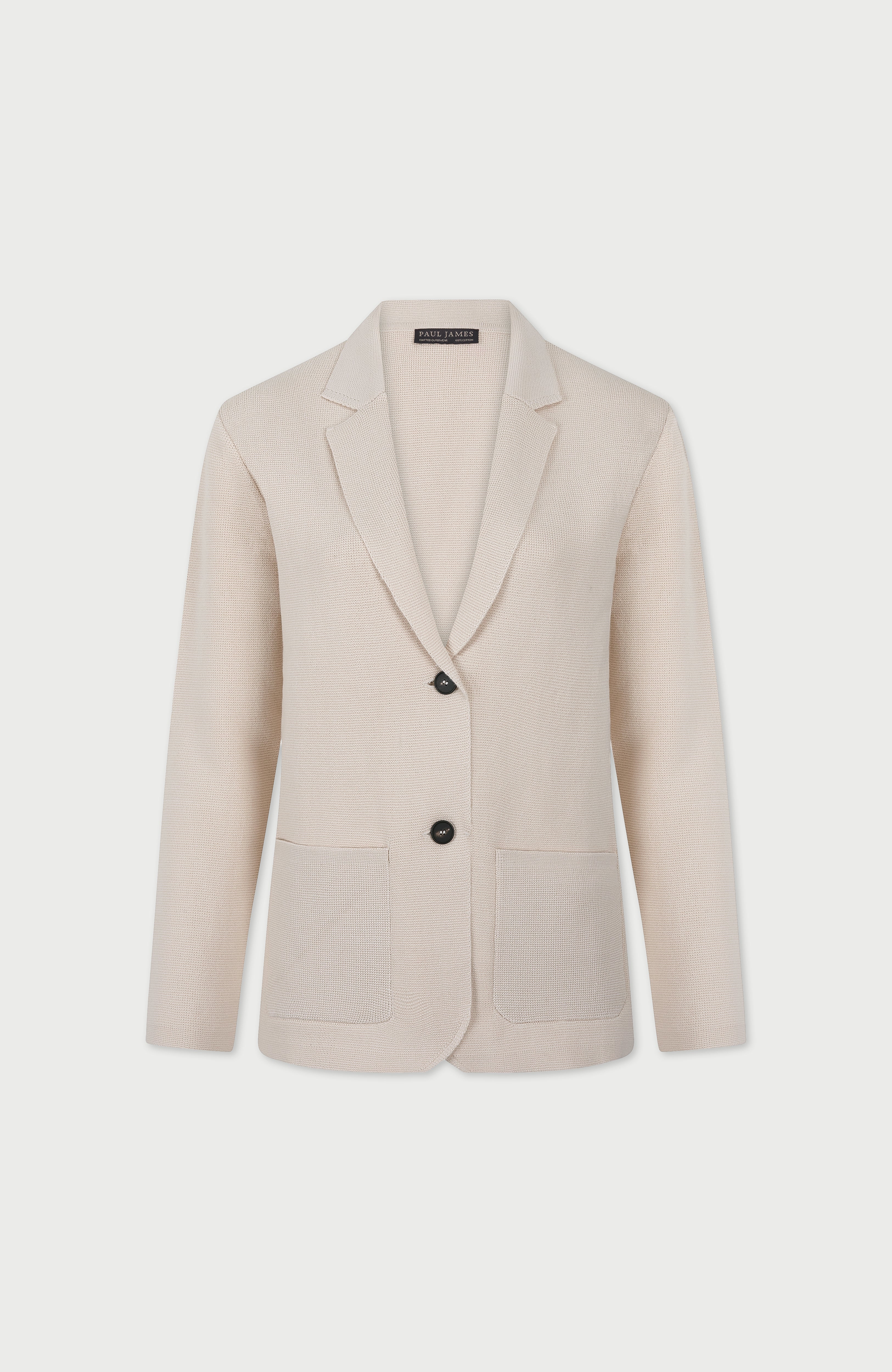 Womens Midweight Cotton Relaxed Fit Knitted Blazer