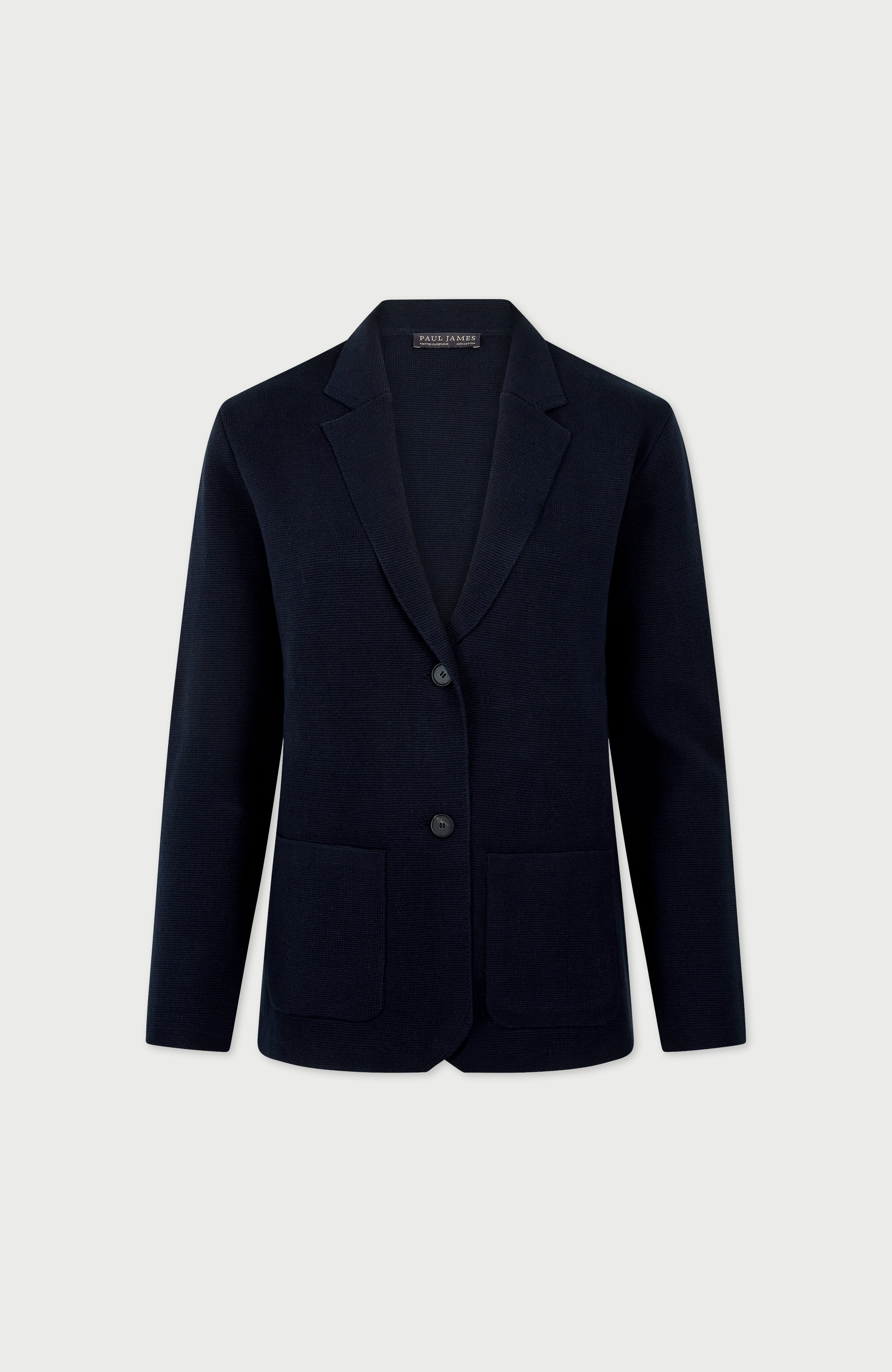 Womens Midweight Cotton Relaxed Fit Knitted Blazer