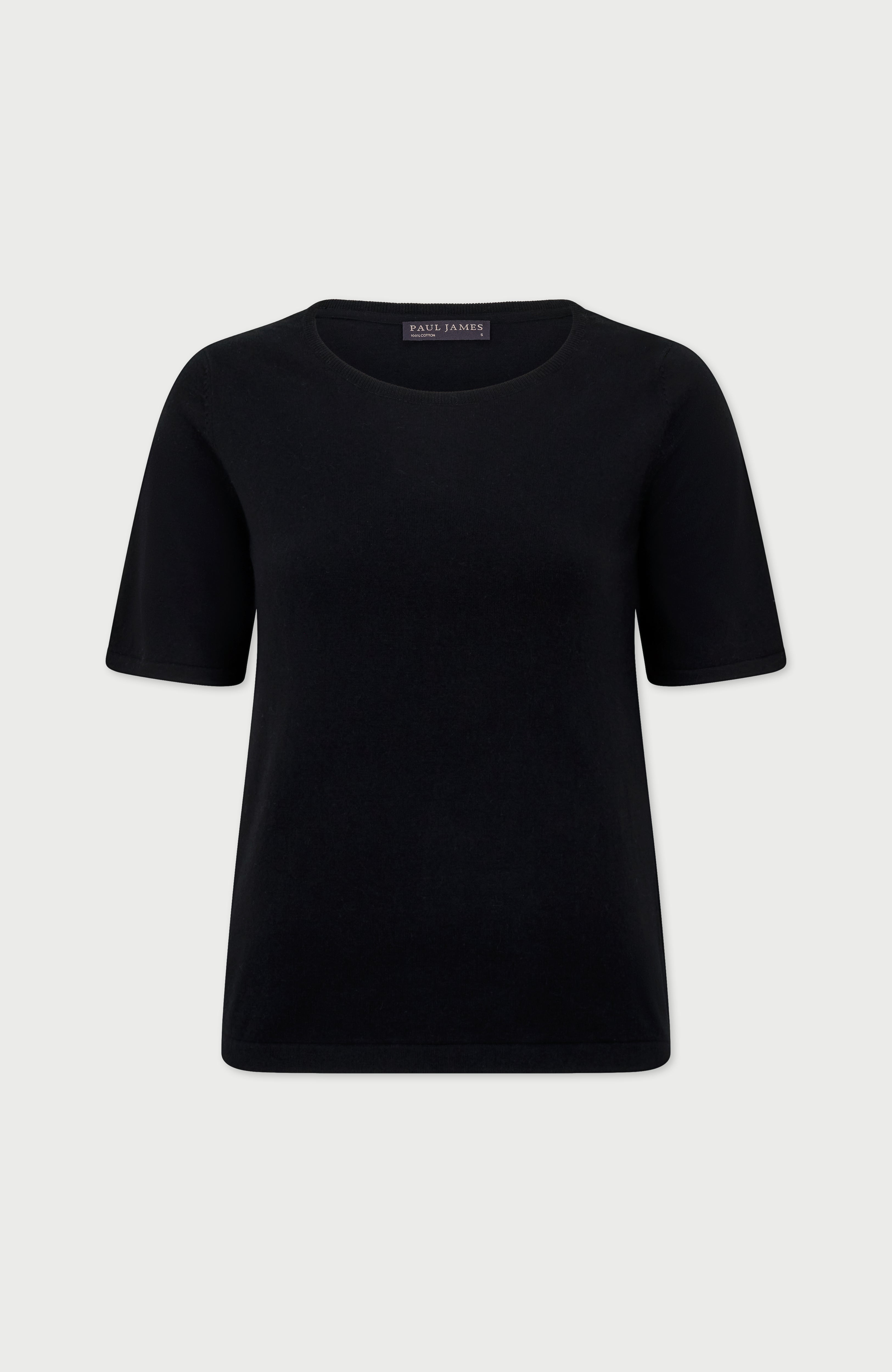 Womens Ultra Fine Cotton Crew Neck Knitted T-Shirt