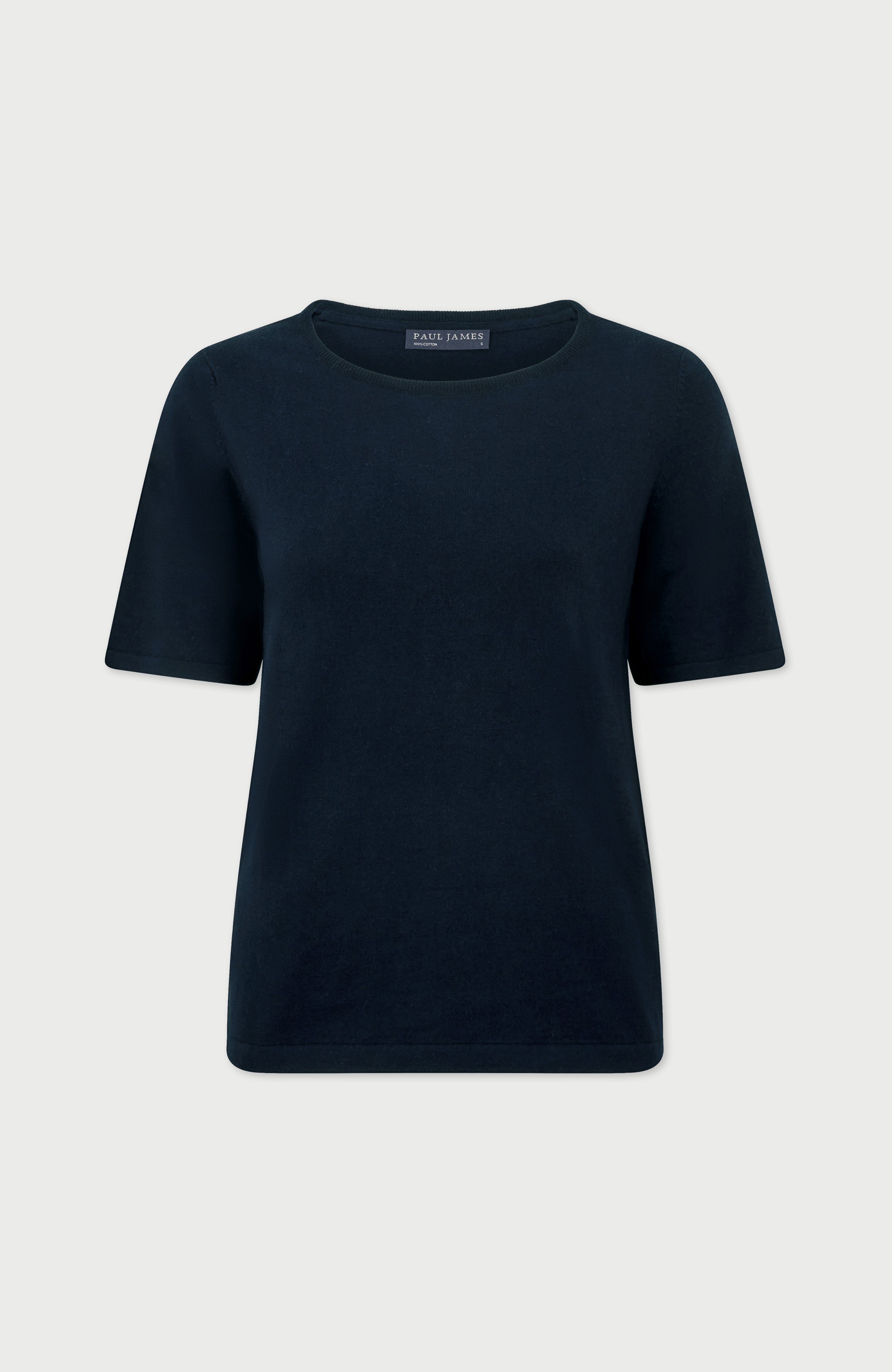 Womens Ultra Fine Cotton Crew Neck Knitted T-Shirt