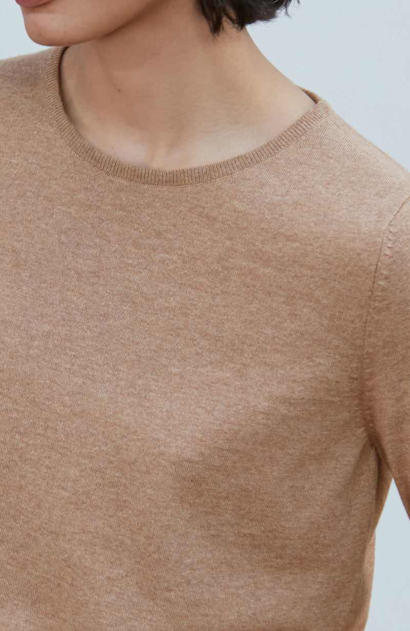Womens Ultra Fine Cotton Crew Neck Knitted T-Shirt