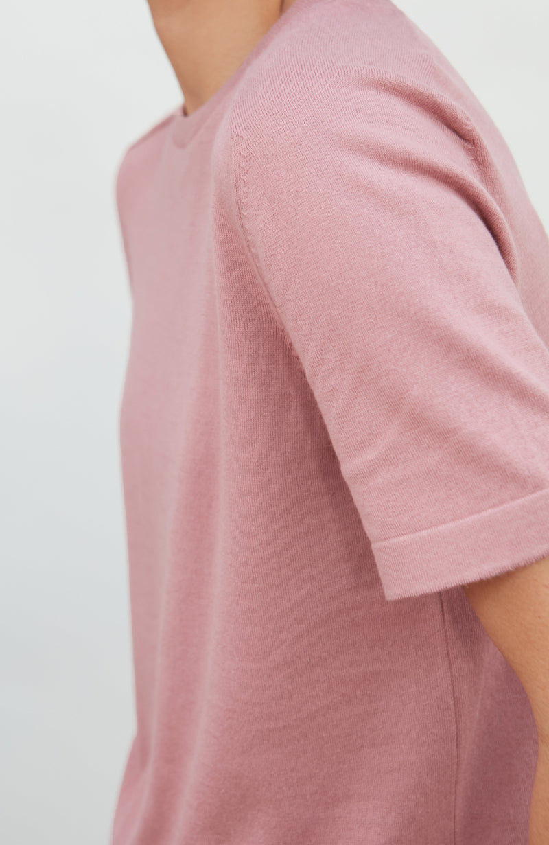 Womens Ultra Fine Cotton Saddle Shoulder Knitted T-Shirt