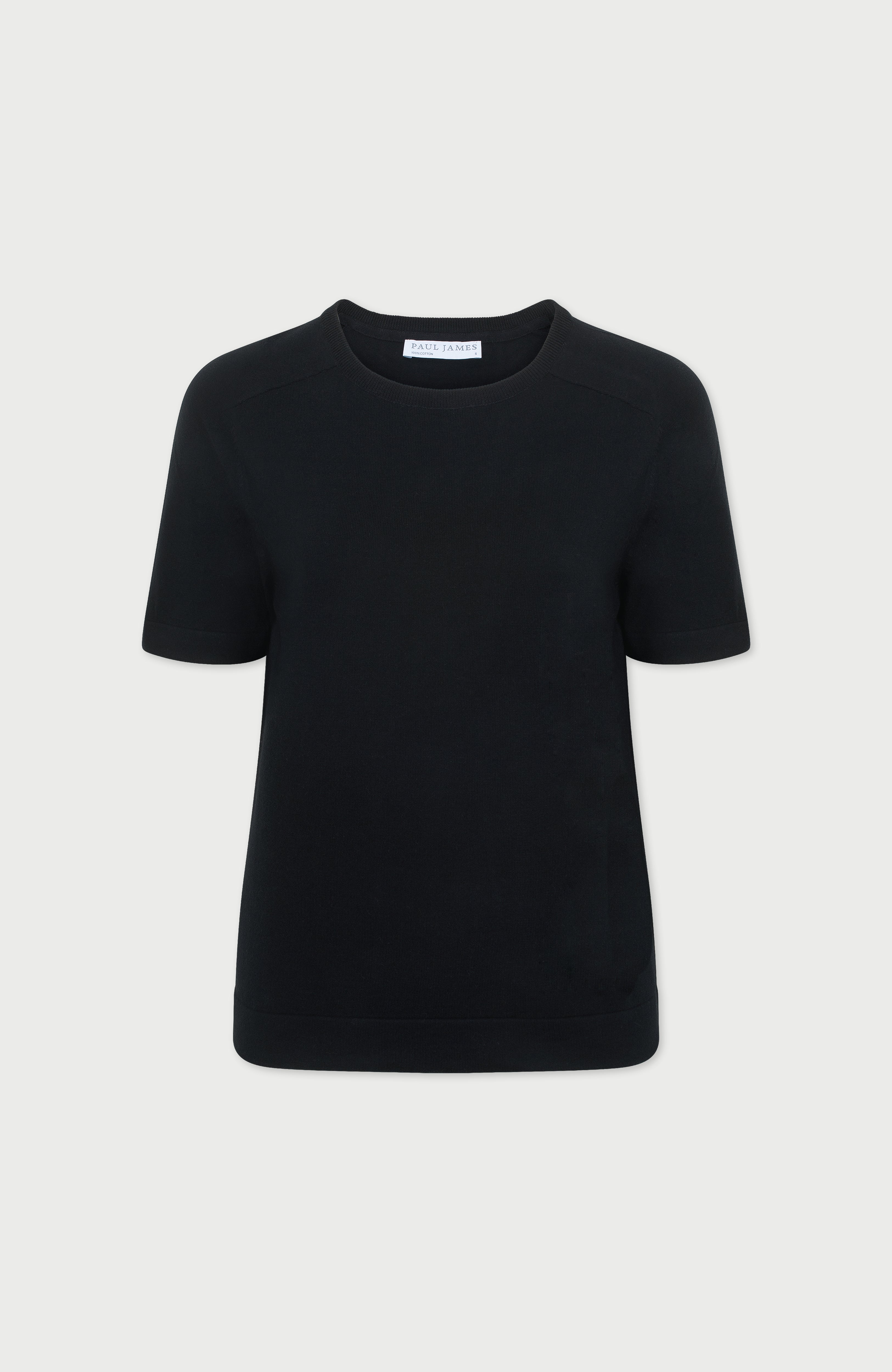 Womens Ultra Fine Cotton Saddle Shoulder Knitted T-Shirt