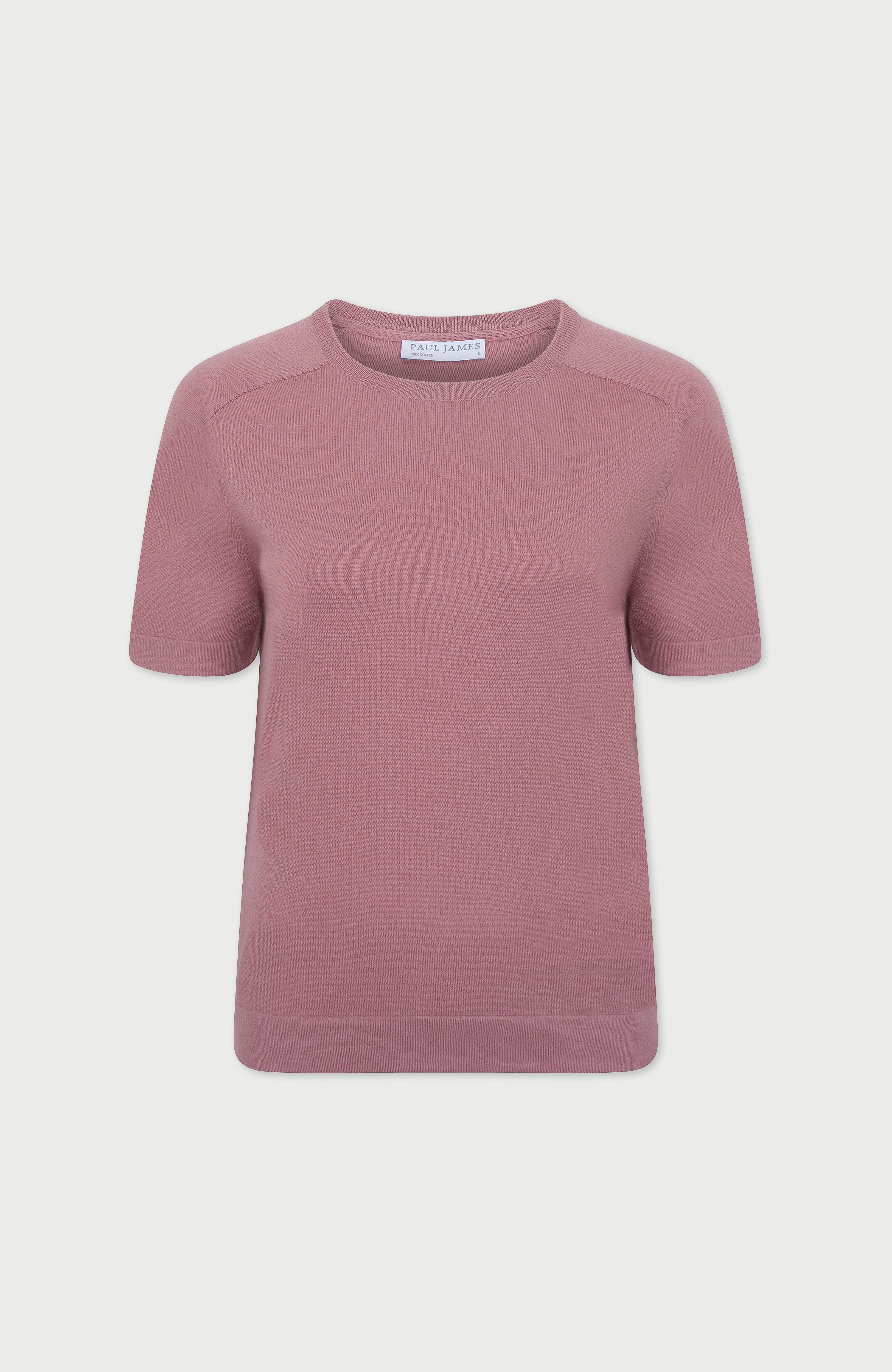 Womens Ultra Fine Cotton Saddle Shoulder Knitted T-Shirt