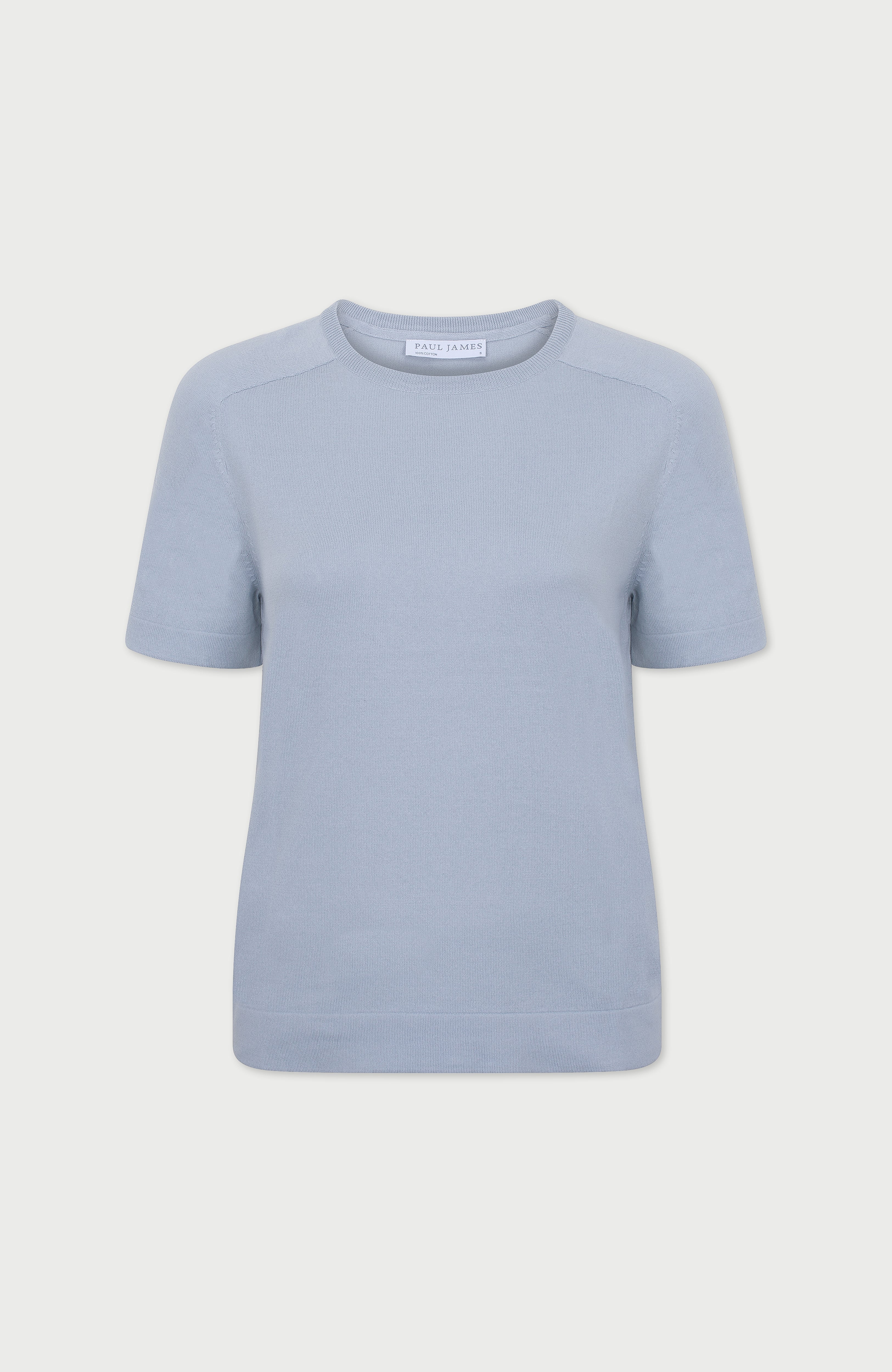 Womens Ultra Fine Cotton Saddle Shoulder Knitted T-Shirt