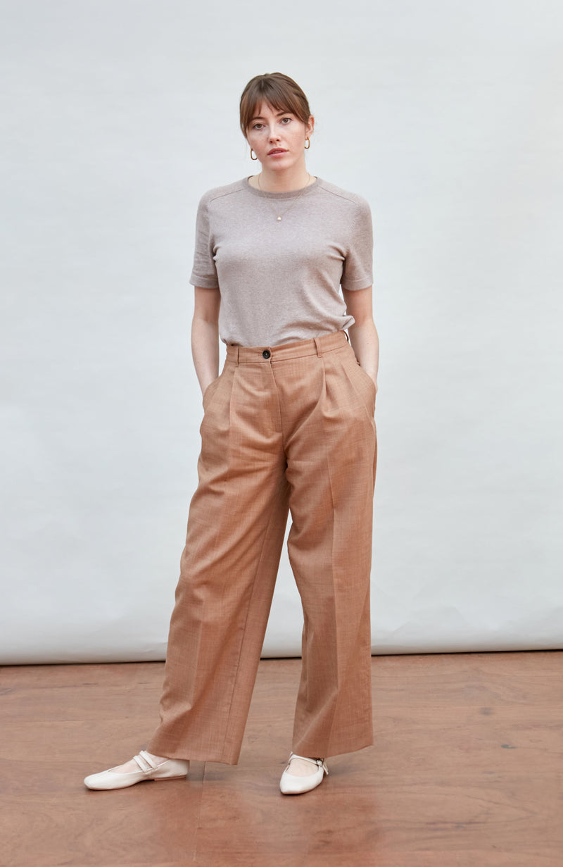 Womens Ultra Fine Cotton Saddle Shoulder Knitted T-Shirt