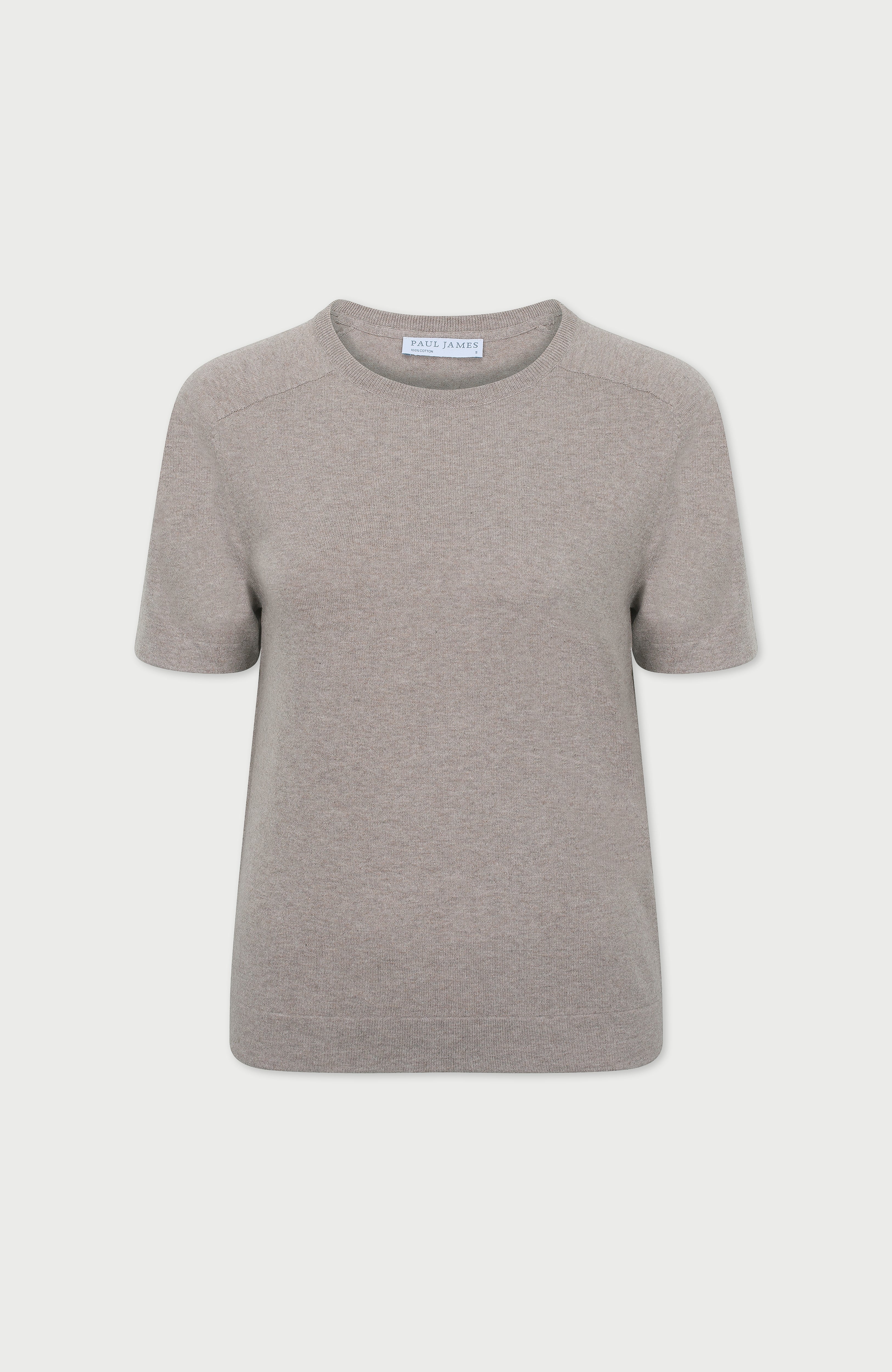 Womens Ultra Fine Cotton Saddle Shoulder Knitted T-Shirt