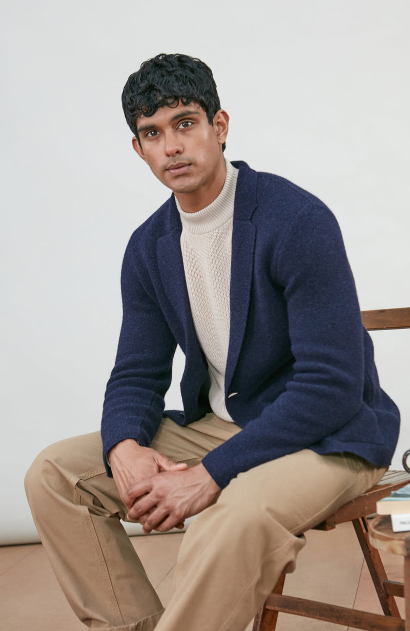 Mens Midweight Lambswool Knitted Blazer