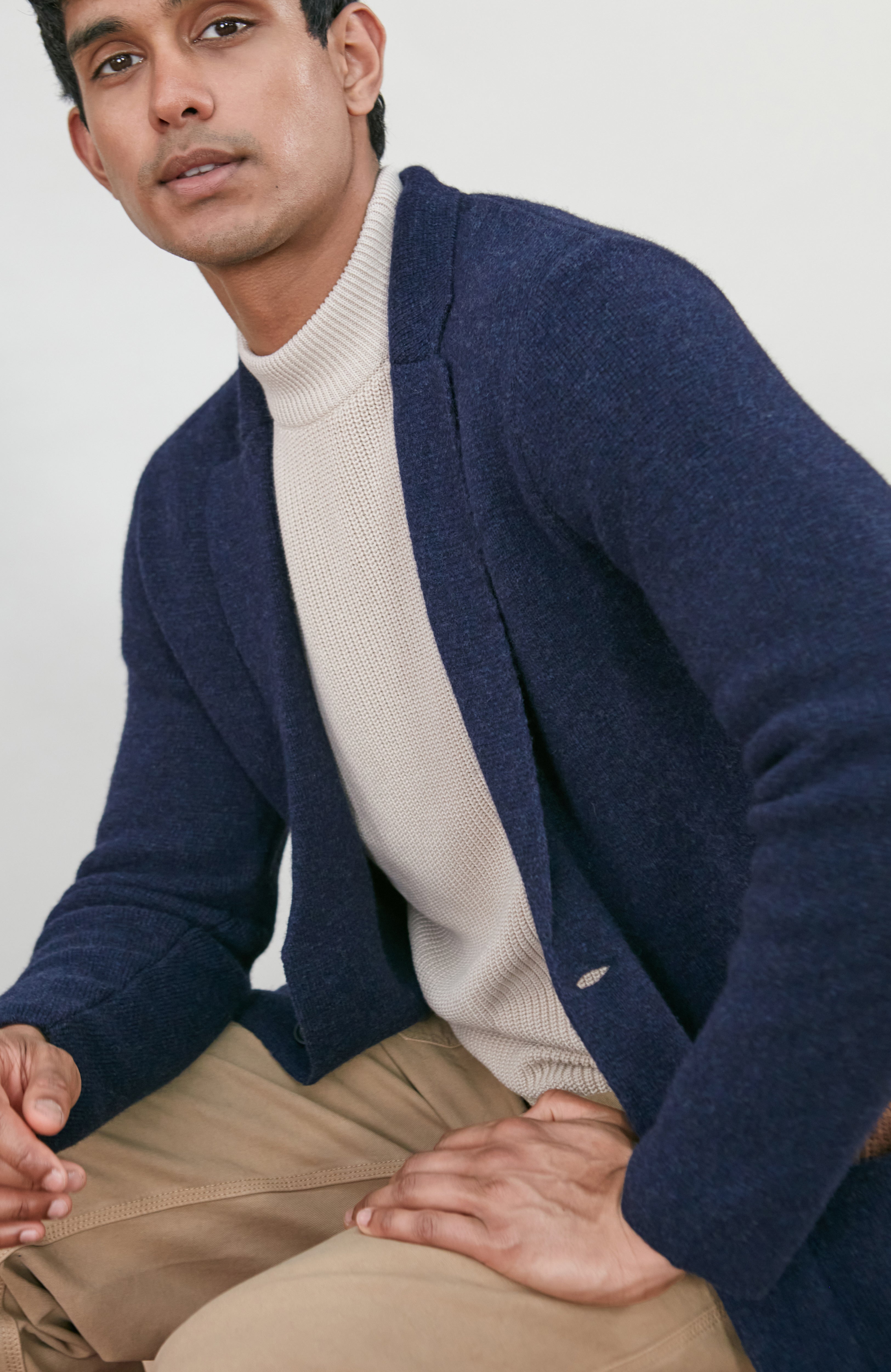 Mens Midweight Lambswool Knitted Blazer
