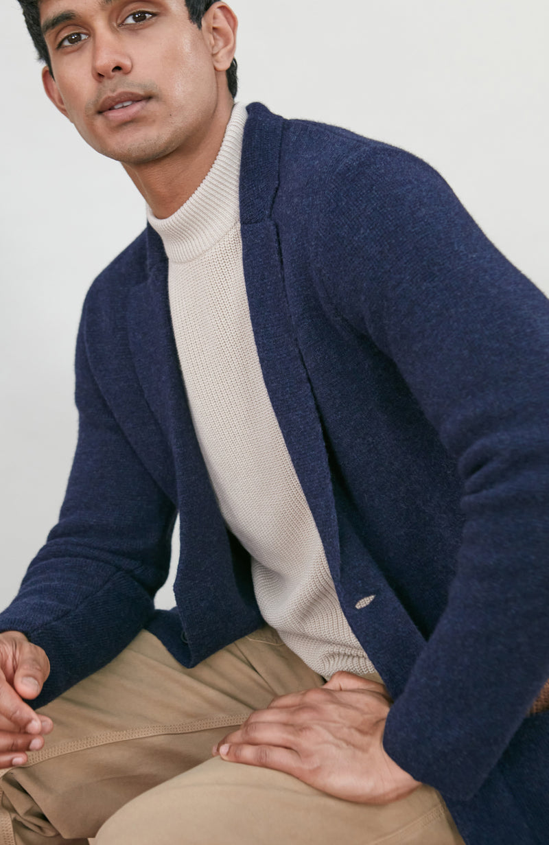 Mens Midweight Lambswool Knitted Blazer