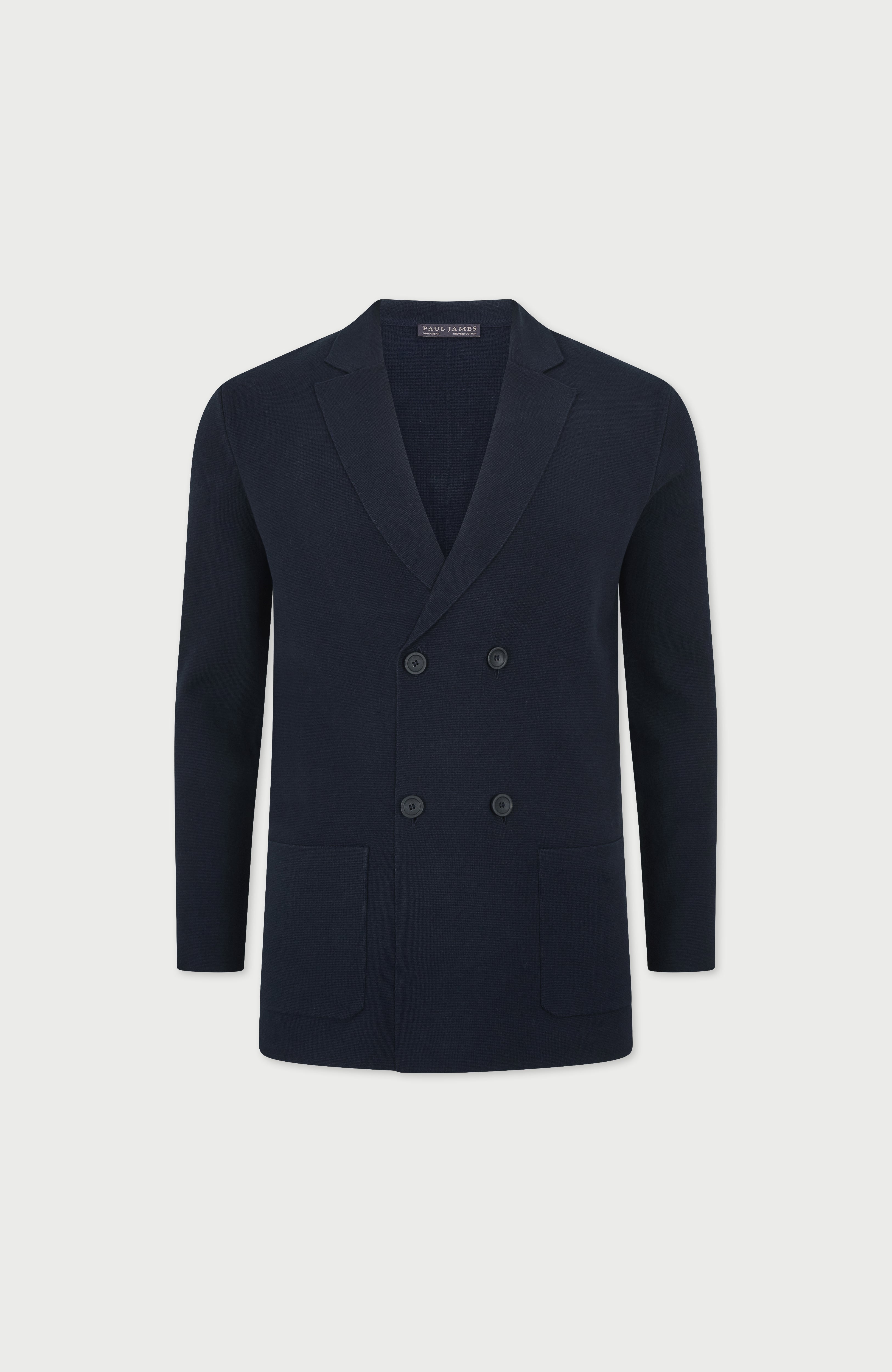 Mens Lightweight Cotton Double Breasted Knitted Blazer