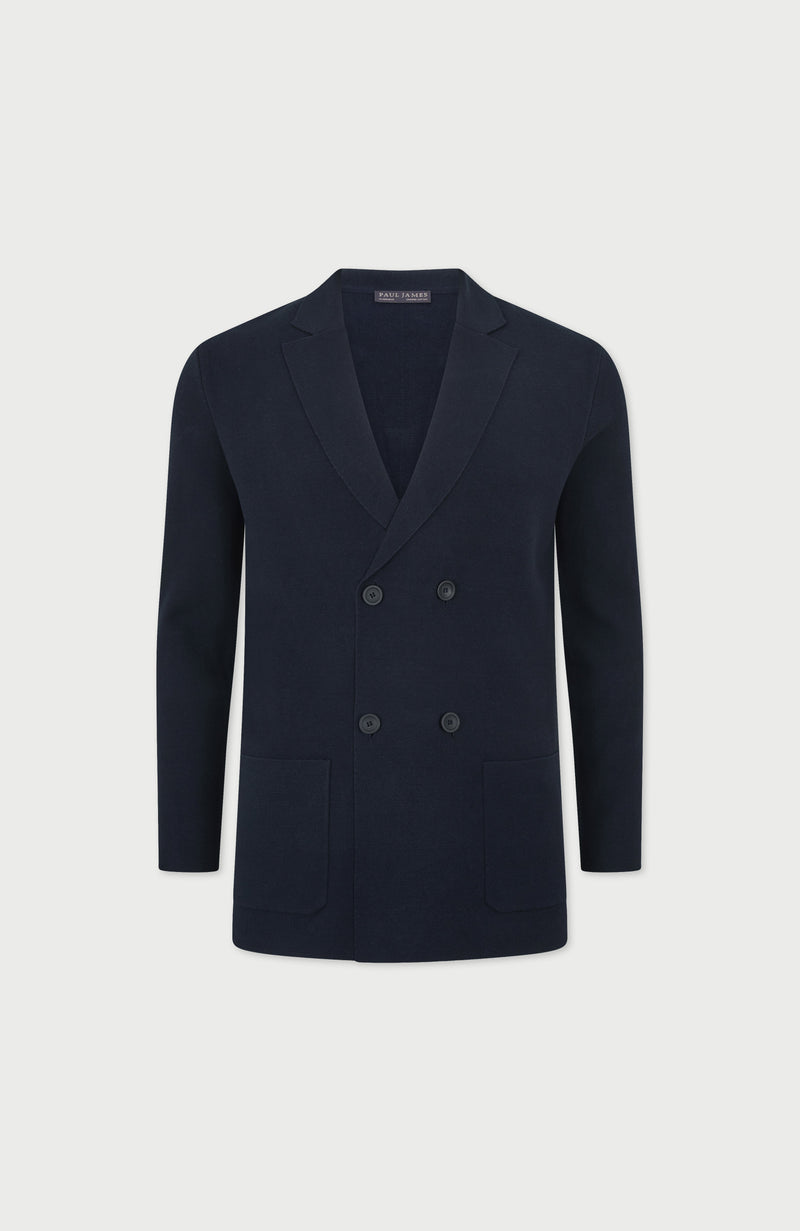Mens Lightweight Cotton Double Breasted Knitted Blazer