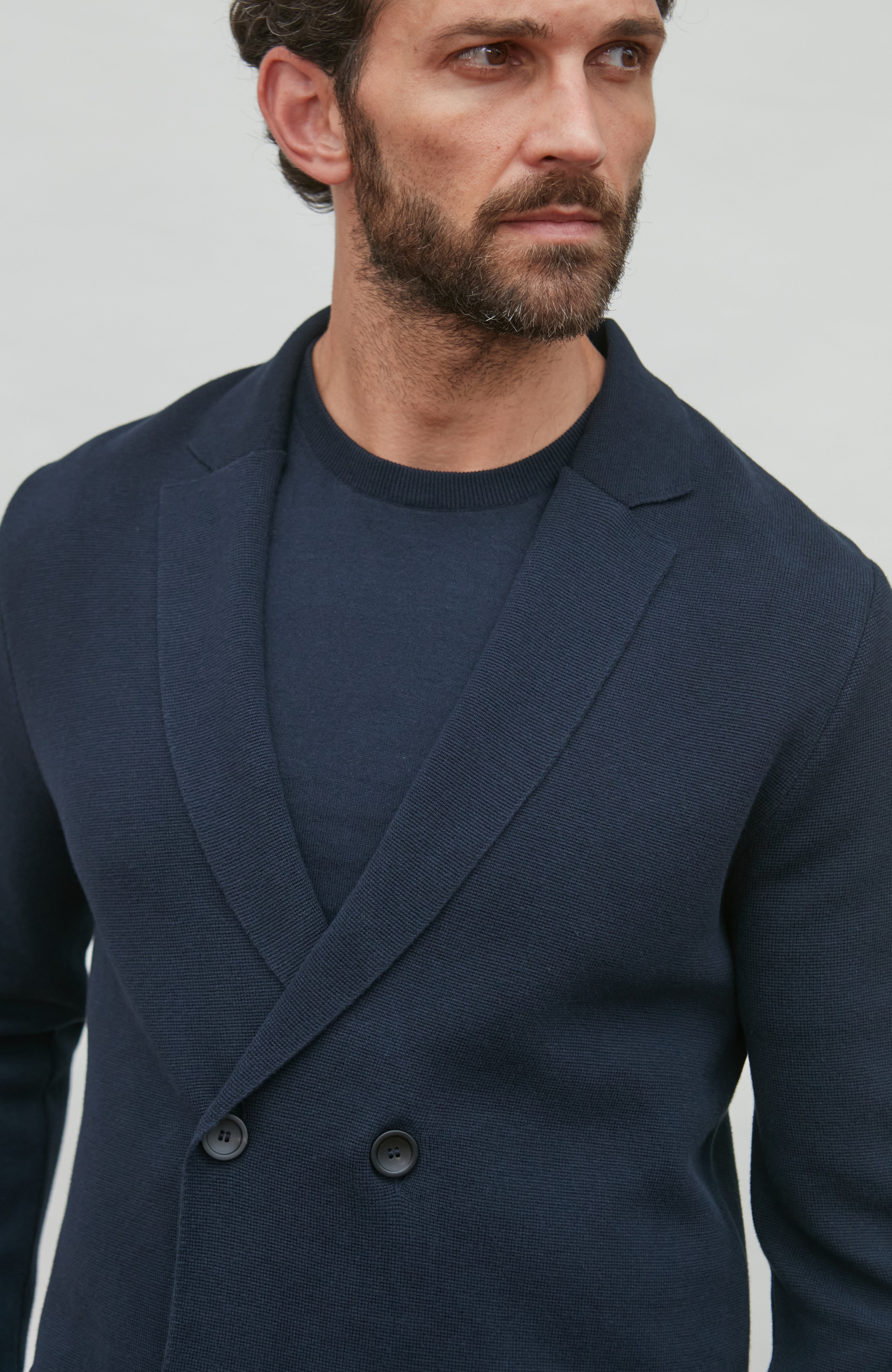 Mens Lightweight Cotton Double Breasted Knitted Blazer