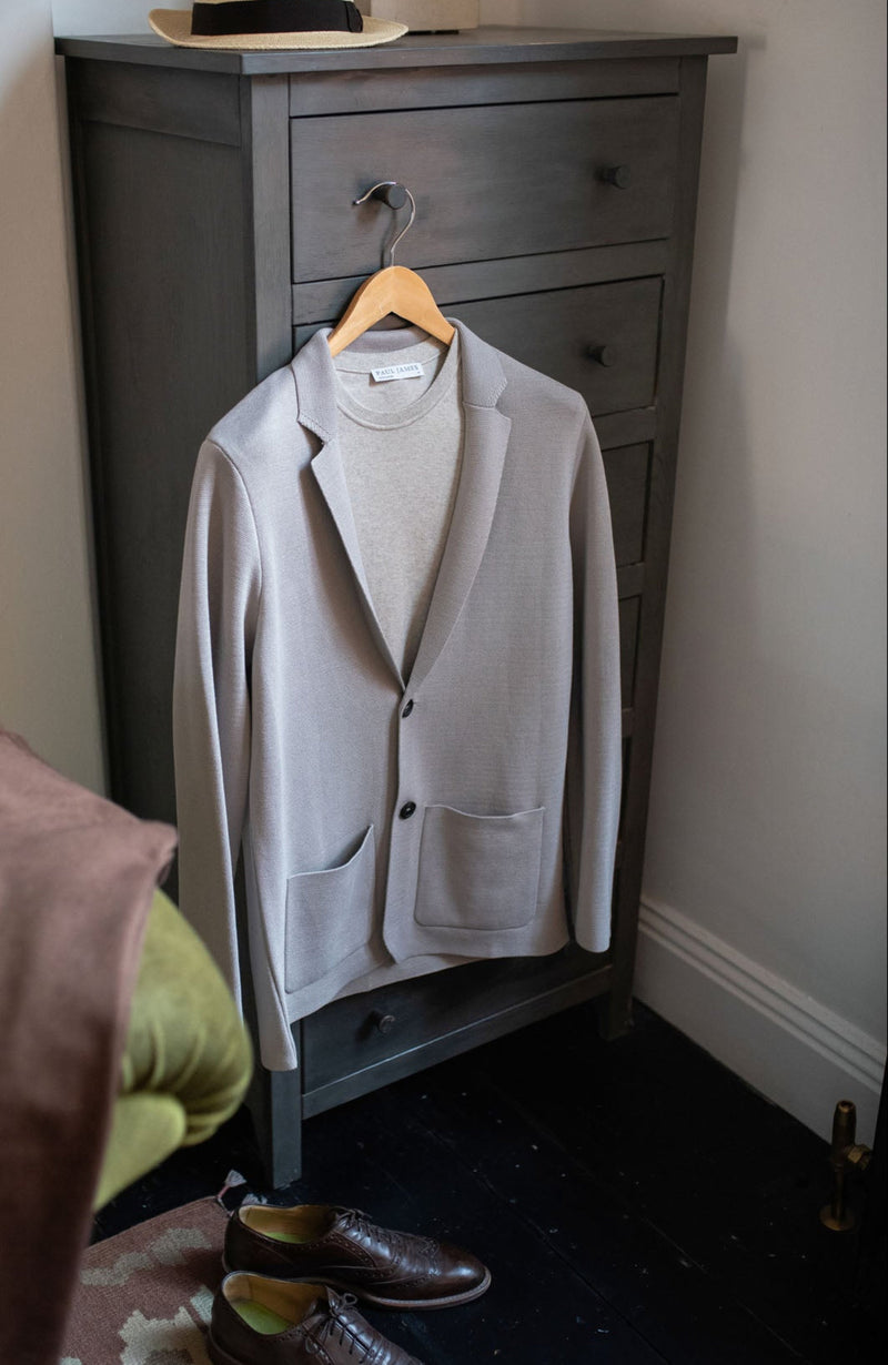 Mens Lightweight Mercerised Cotton Knitted Blazer