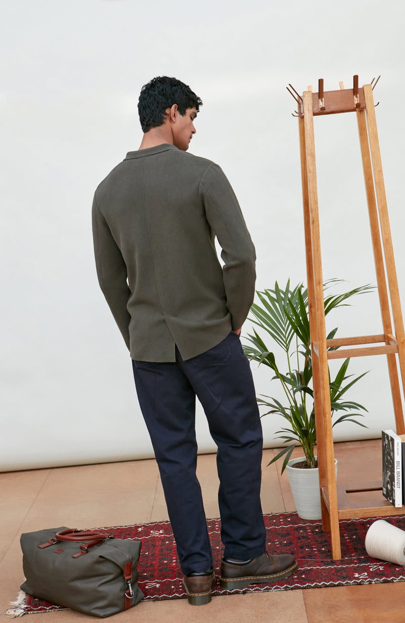 Mens Lightweight Organic Cotton Linen Knitted Blazer