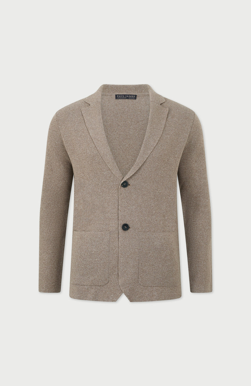 Mens Lightweight Jaspe Cotton Knitted Blazer