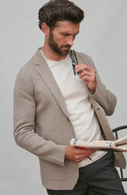 Mens Lightweight Jaspe Cotton Knitted Blazer