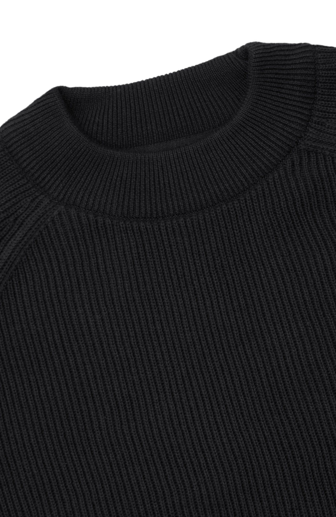 Mens Midweight Cotton Ribbed High Crew Neck Jumper