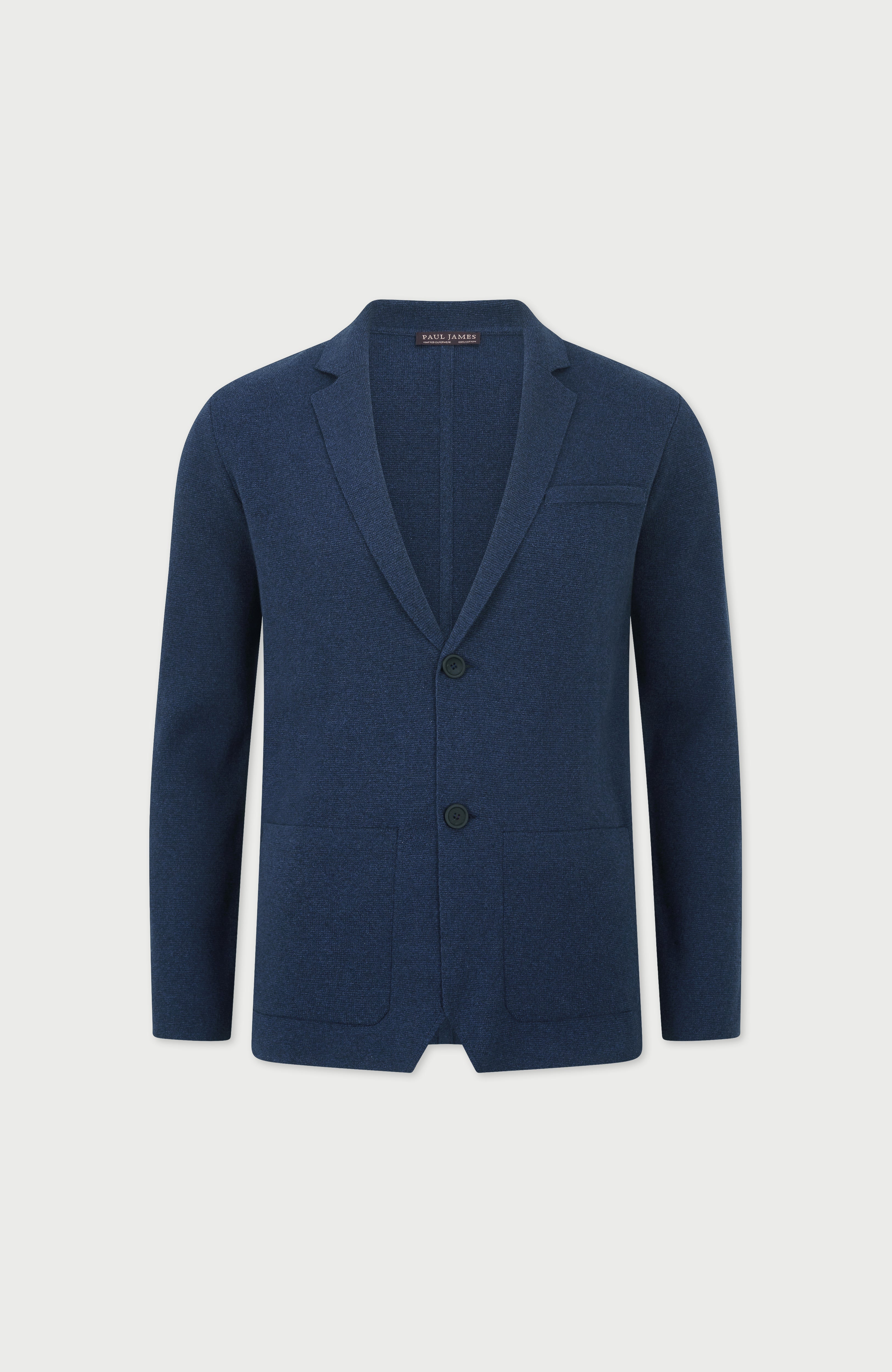 Mens Lightweight Jaspe Cotton Knitted Blazer