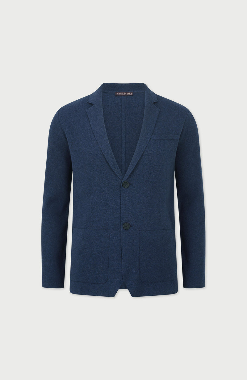 Mens Lightweight Jaspe Cotton Knitted Blazer